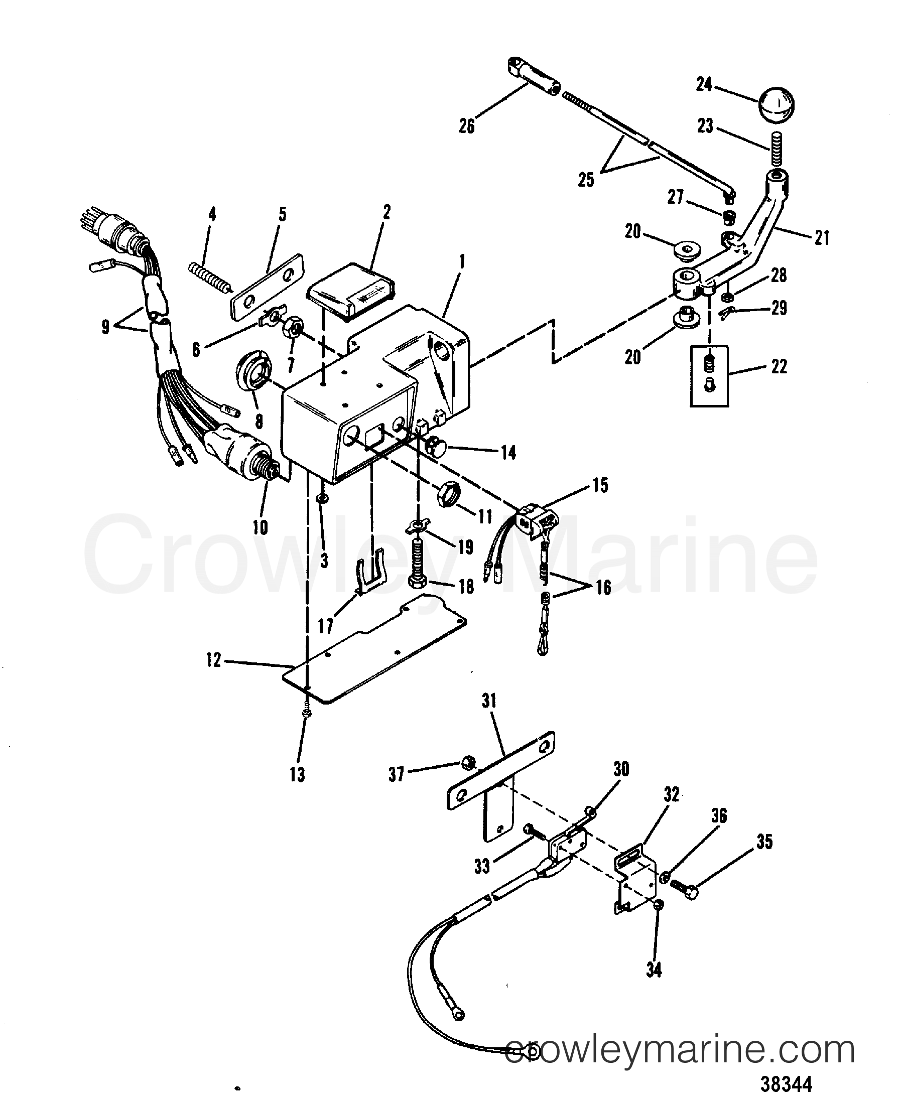 1987 Outboard 90 [ELO] - 7090717 - STEERING HANDLE COMPONENTS
