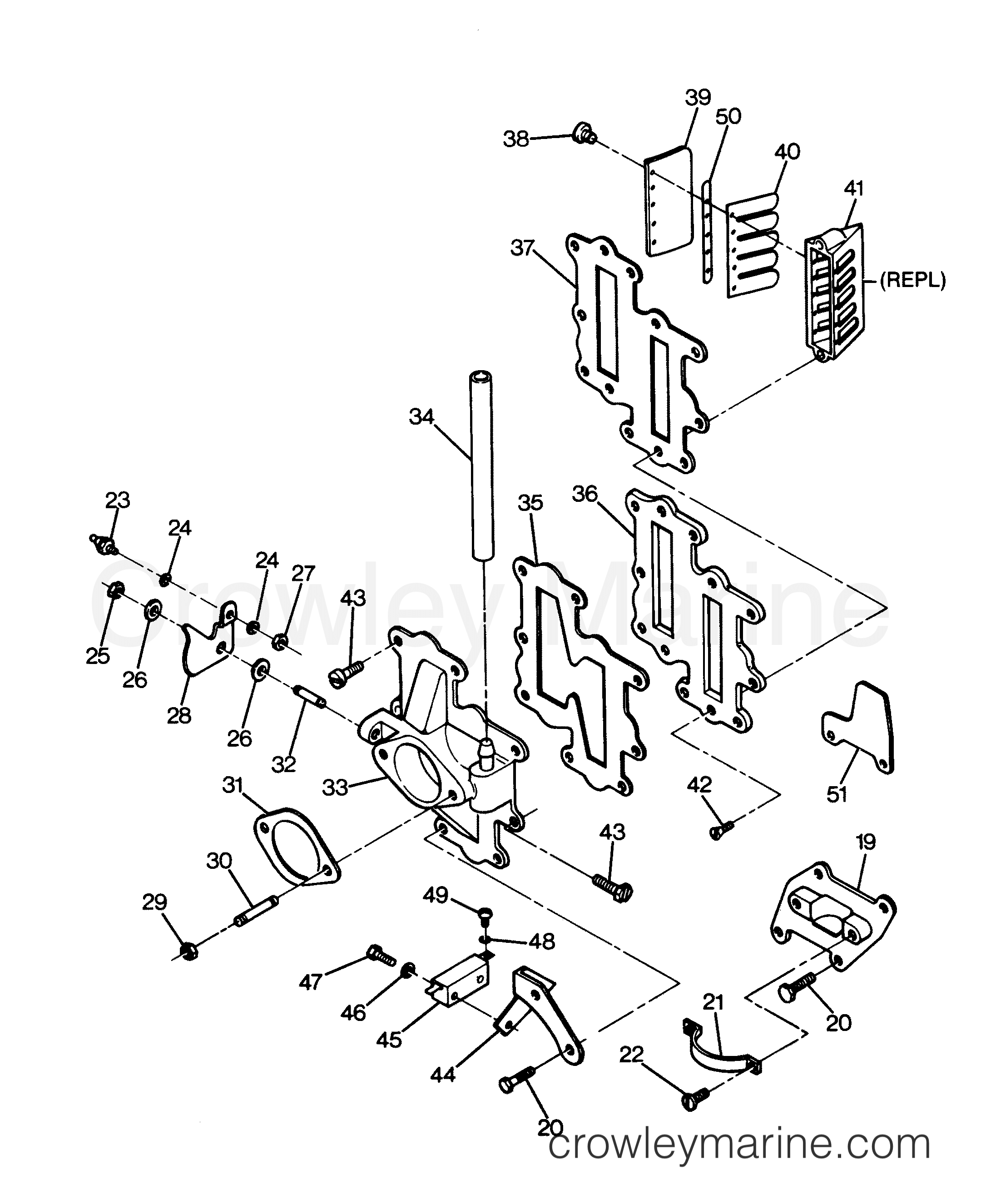 1988 Outboard 125 - 1253X8A [Force] - ADAPTER AND REED PLATE