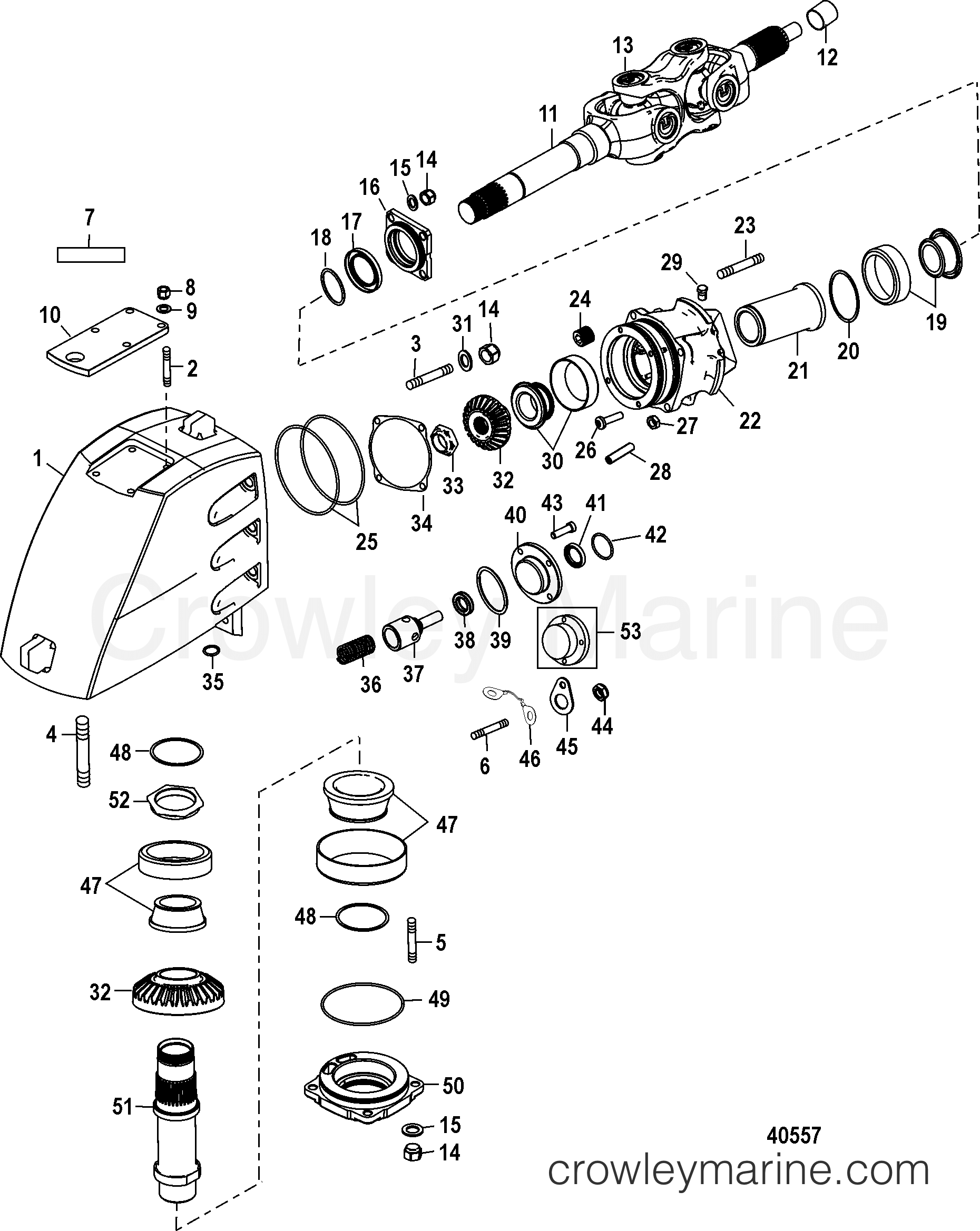 1997 Mercruiser Race Sterndrive SSM6 - 5825N40HP U JOINT HOUSING ASSEMBLY(DRY SUMP SIX/NXT1 SSM) section