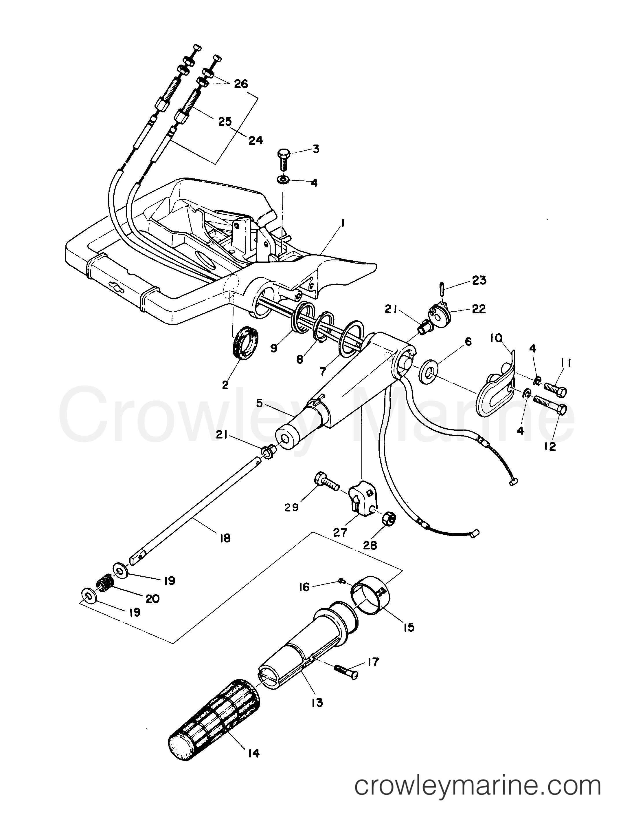 Serial Range Outboard 28 - 664-25800 AND BELOW [E] - STEERING HANDLE