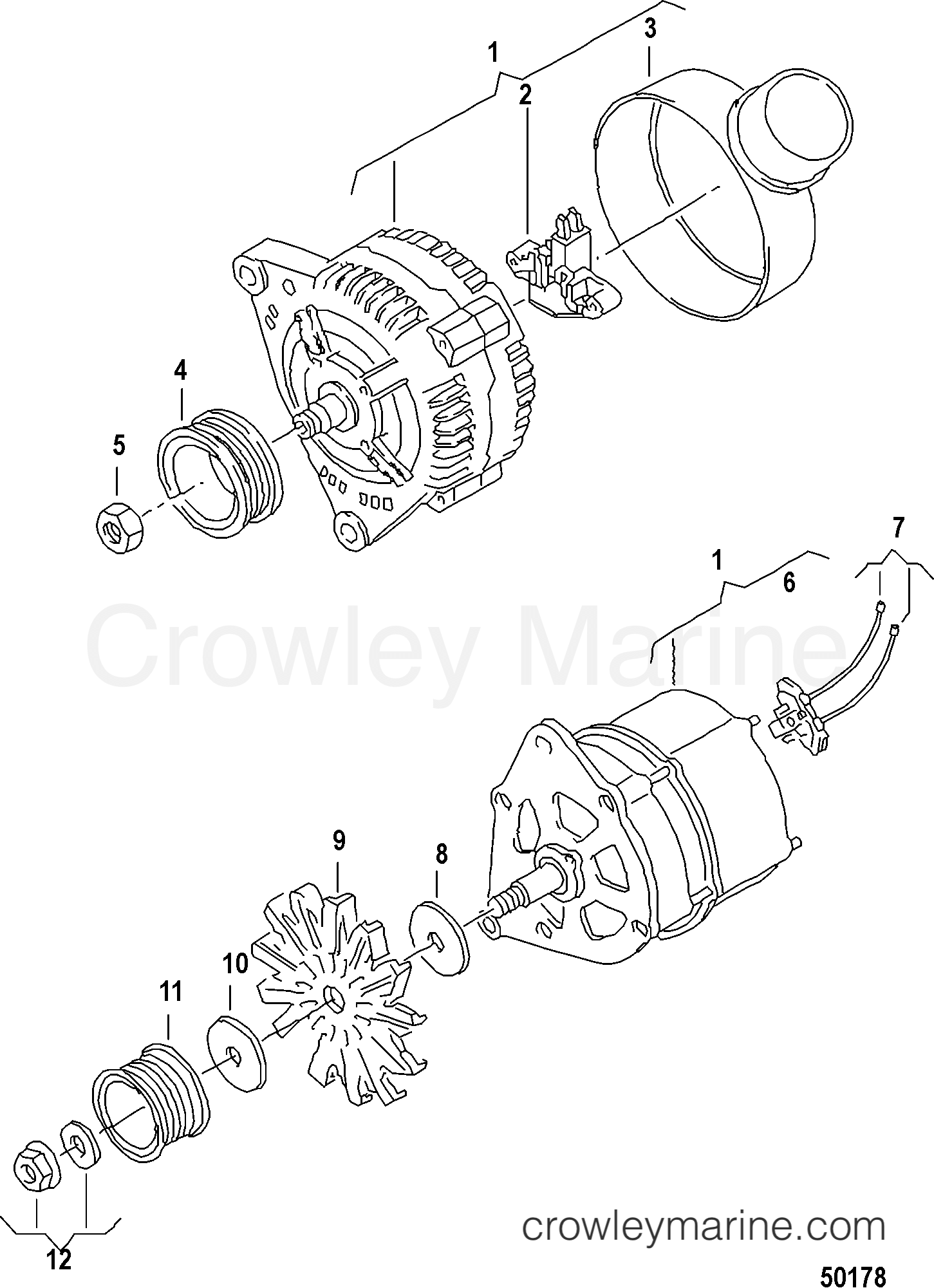 2012 Inboard Engine 2.5L SDI - 3D250006D - ALTERNATOR
