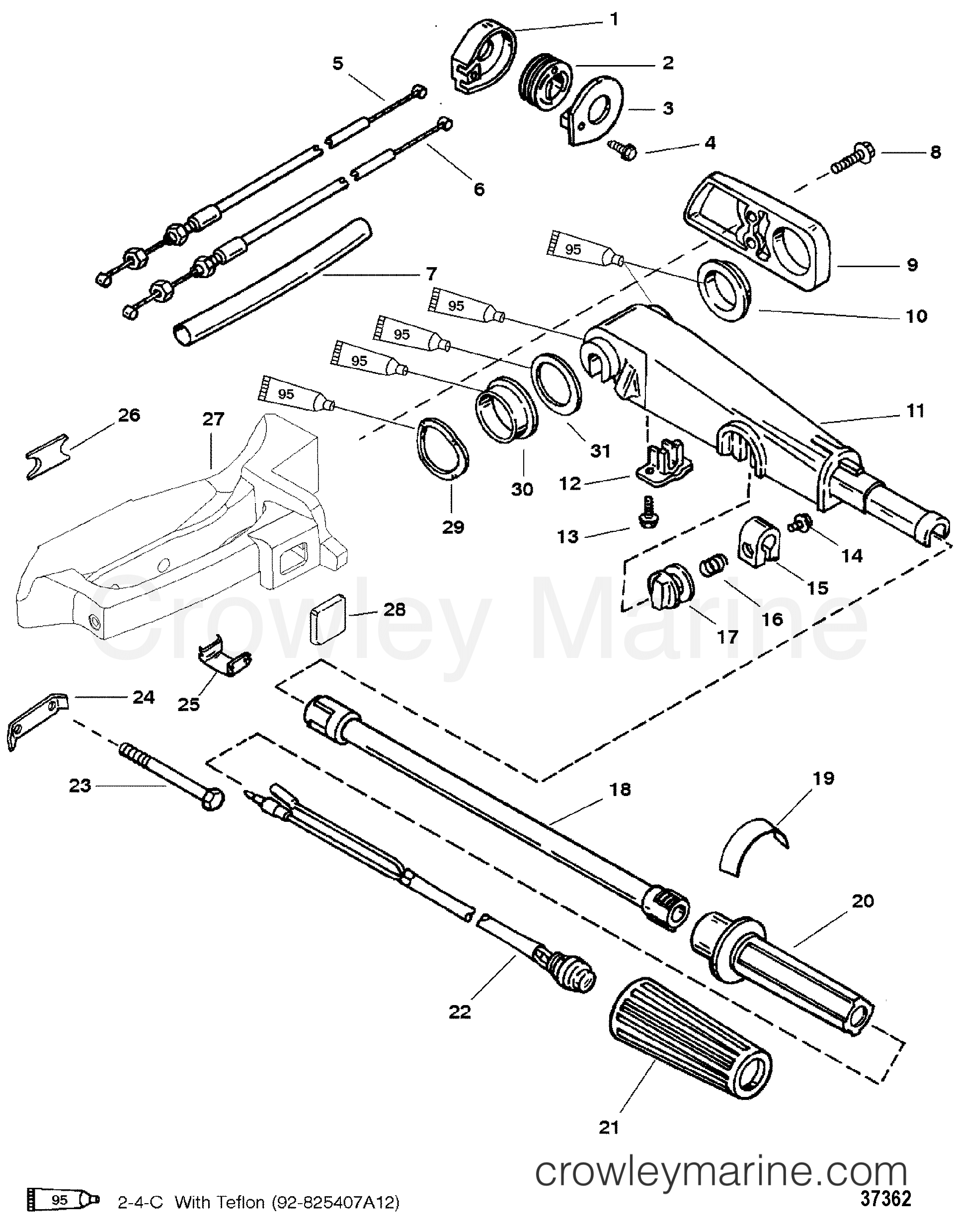 1995 Outboard 30 [EHO] - 7031301DD - TILLER HANDLE