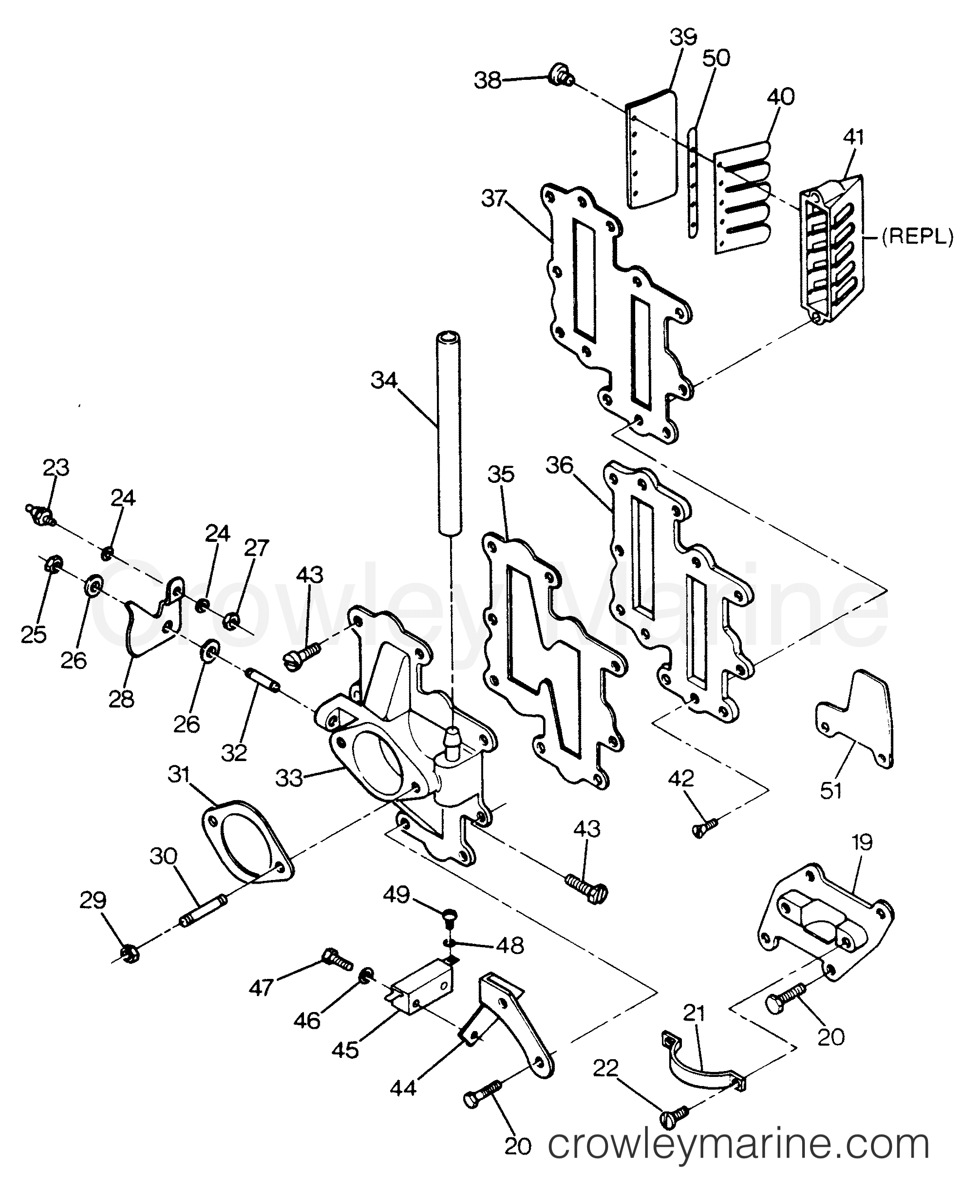 1988 Outboard 125 - 1251F8B [Force] - ADAPTER AND REED PLATE