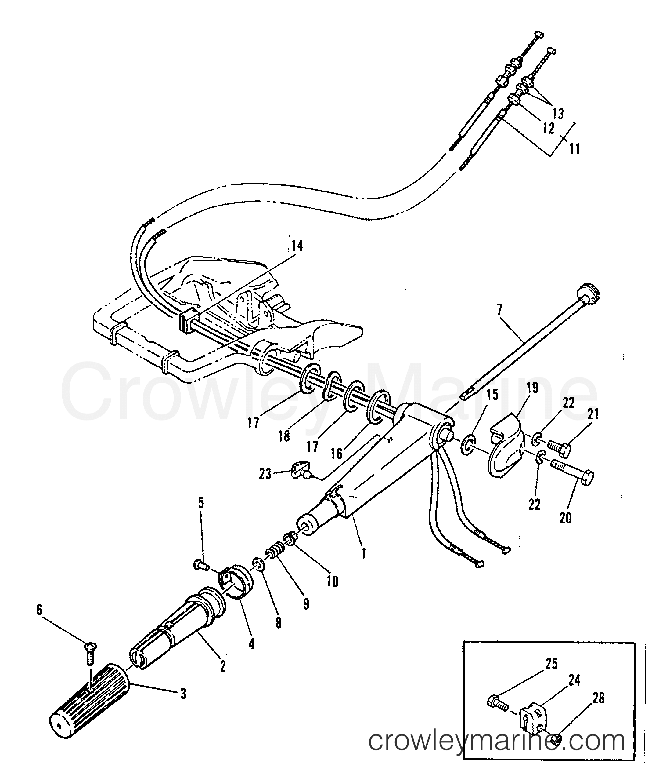 1992 Outboard 25 [M] - 7025208AW - STEERING HANDLE
