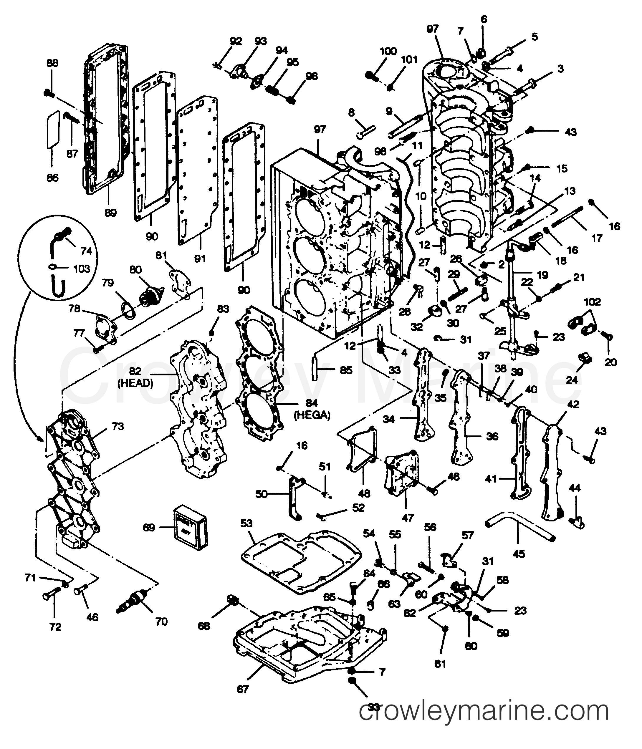 1989 Outboard 85 - 856A9A [Force] - POWER HEAD