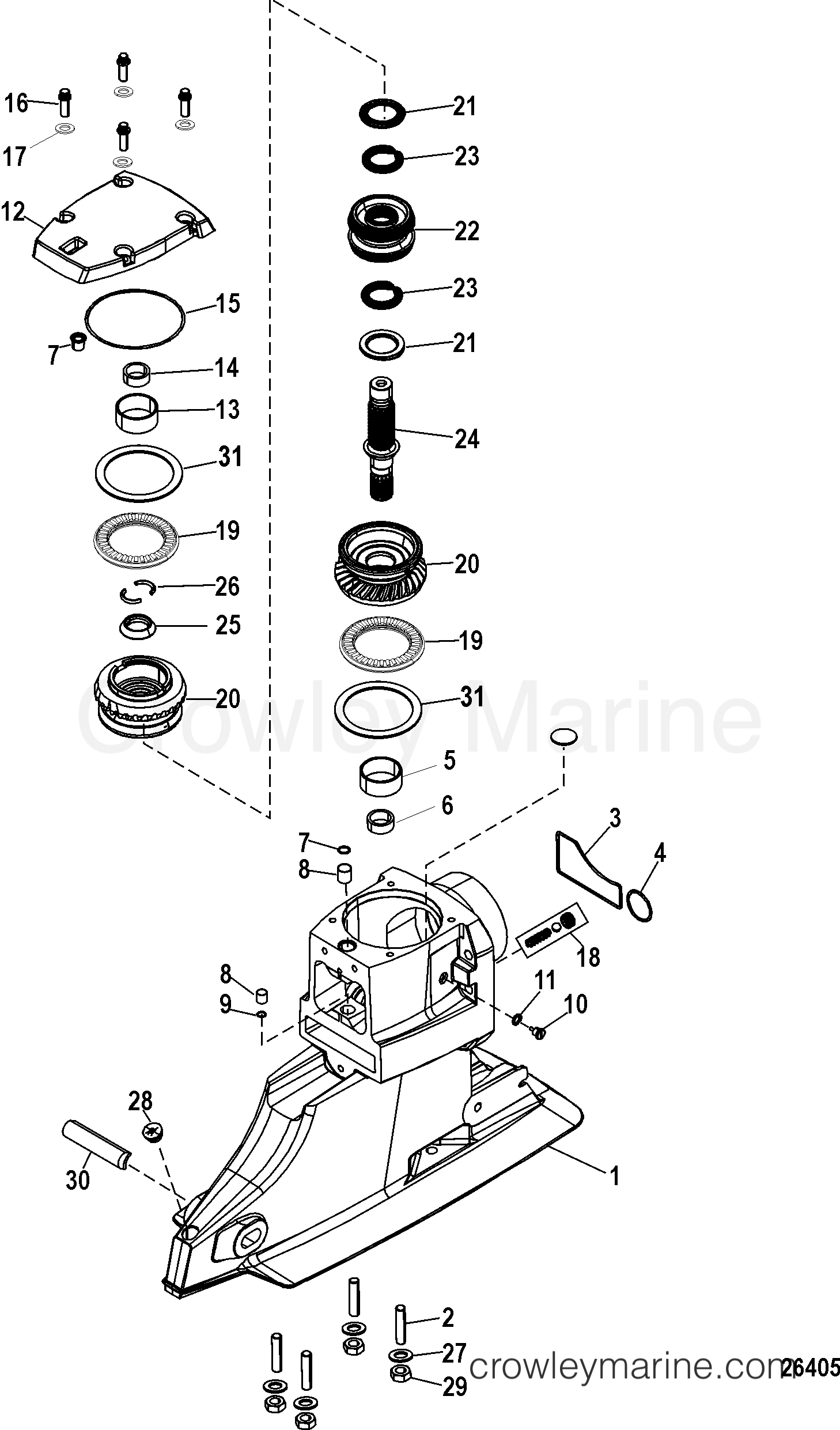 DRIVESHAFT HOUSING AND DRIVE GEARS - 1998 Mercruiser BRAVO 1 [1.36:1