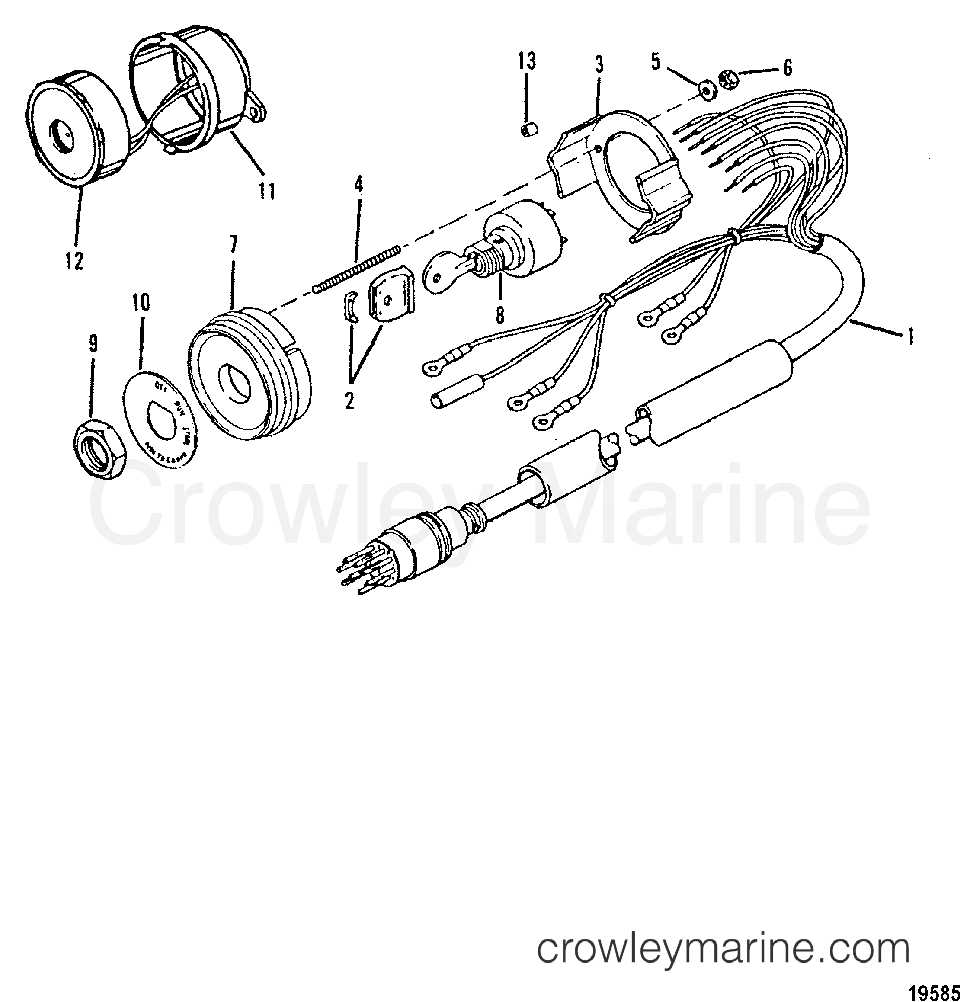 1989 Outboard 175 [L] - 7175412PD - KEY SWITCH ASSEMBLY