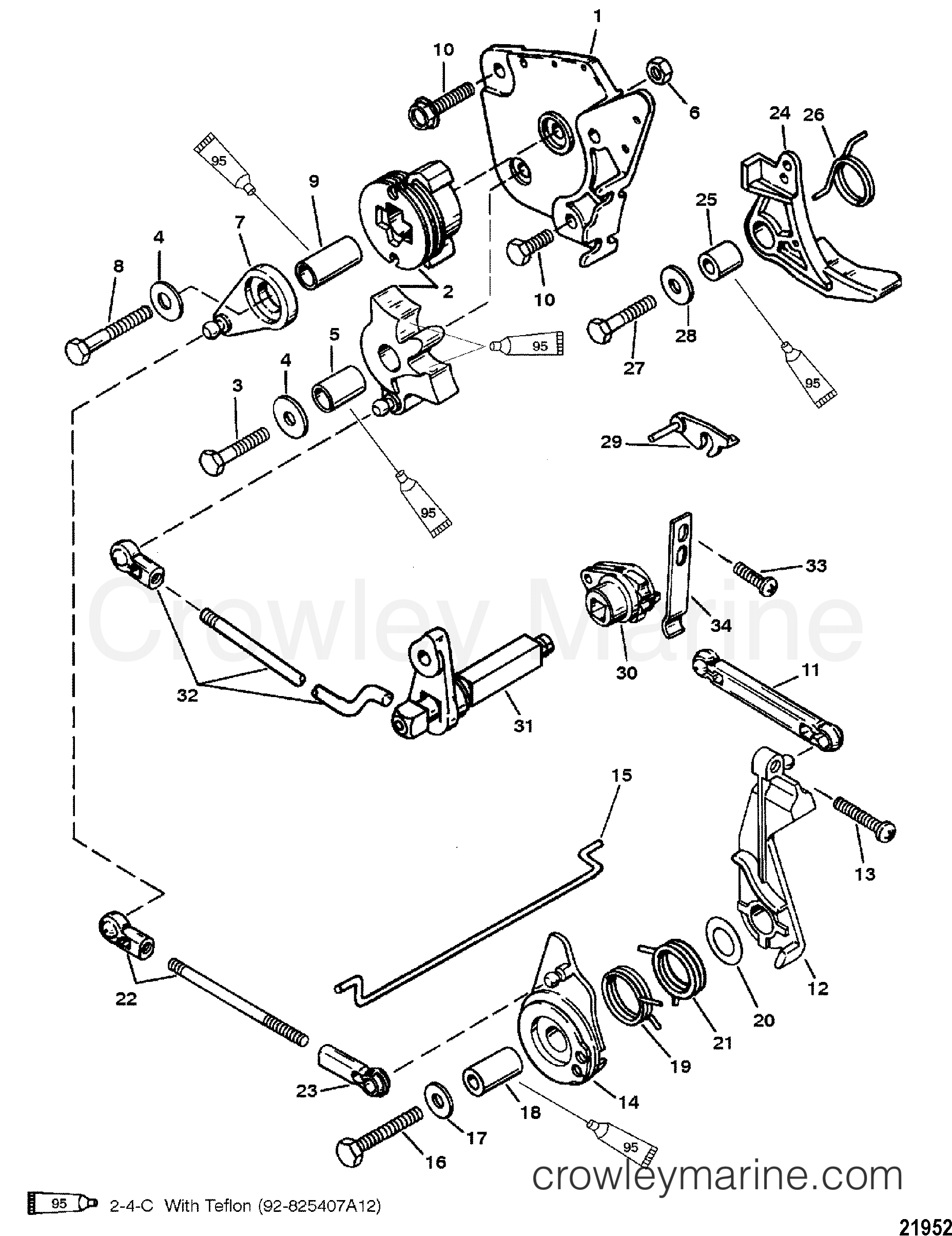 THROTTLE AND SHIFT LINKAGE(TILLER HANDLE MODELS) 1995 Outboard 9.9
