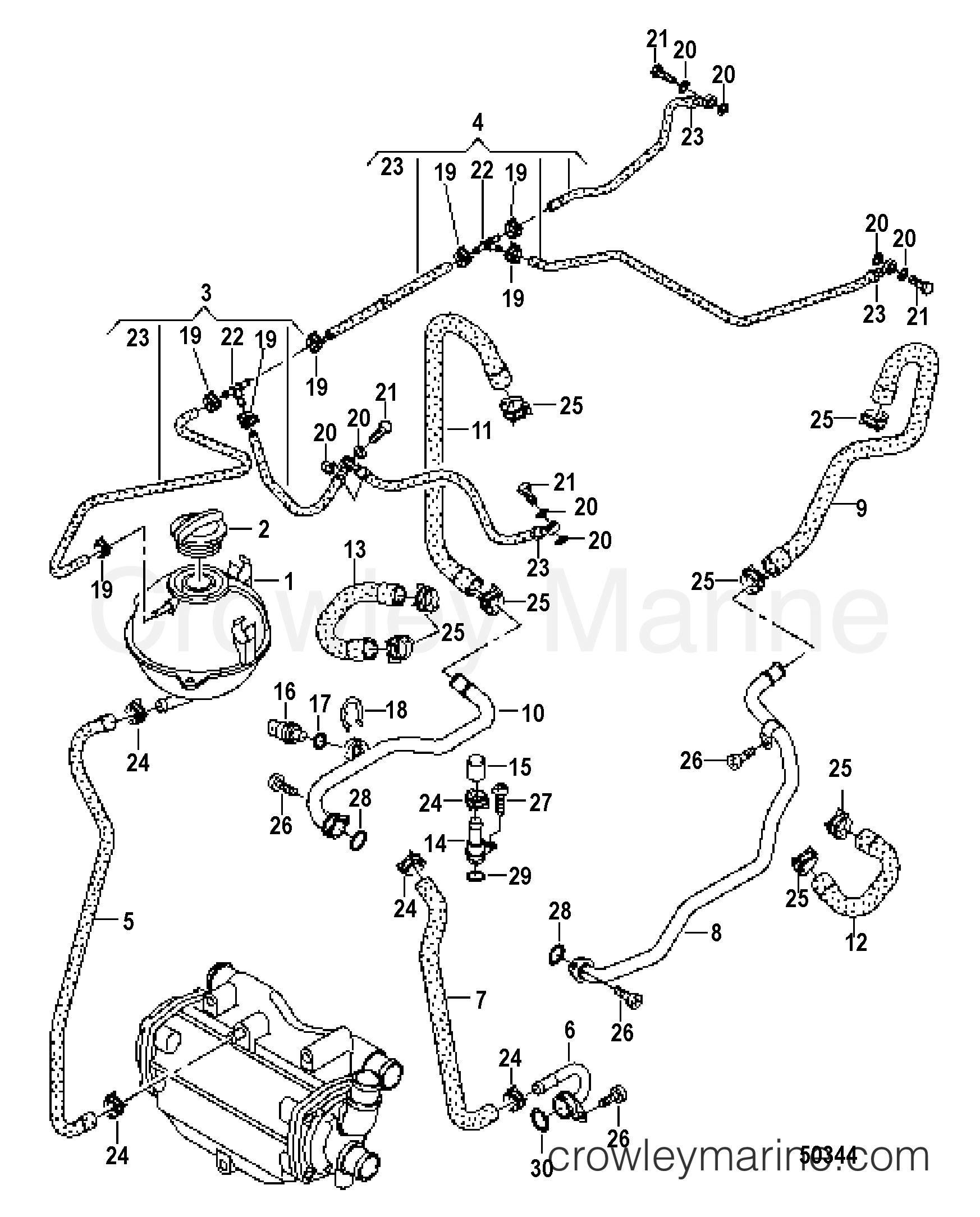 2012 Inboard Engine 4.2L TDI - 3D420002D - COOLING HOSES