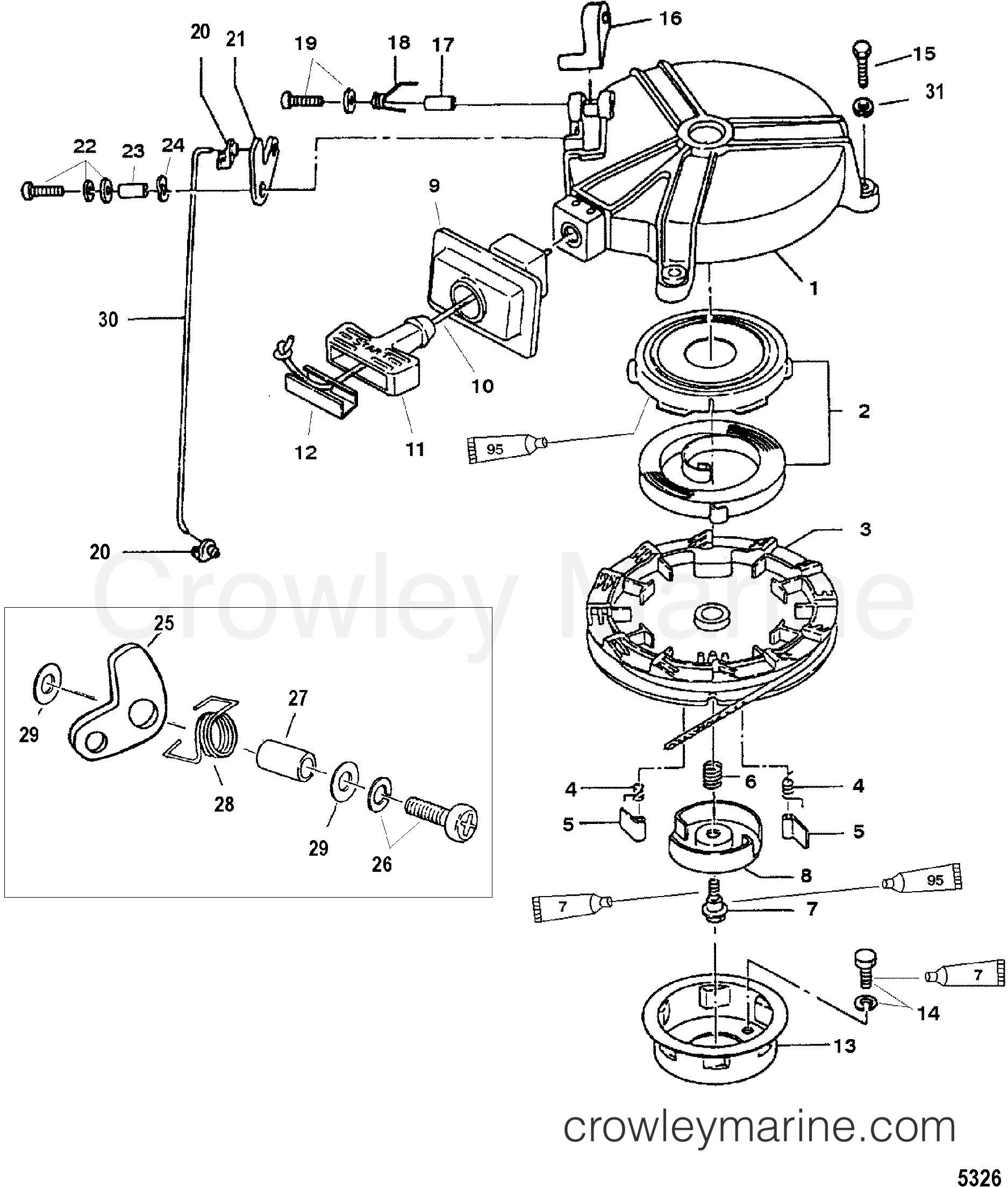 2000 Outboard 5 [M] - 7005211JB - RECOIL STARTER