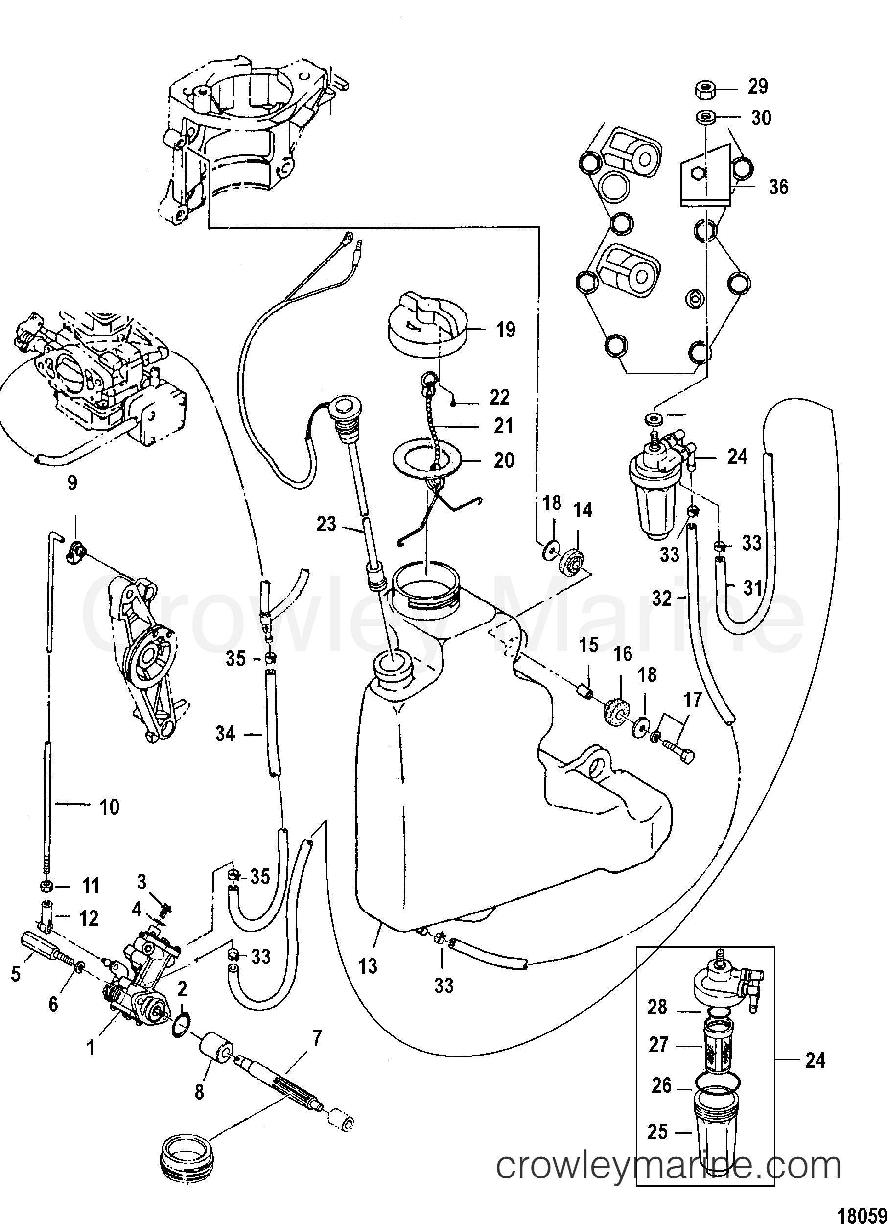 OIL INJECTION COMPONENTS 2006 Outboard 40 [ELO] 7040312UL Crowley