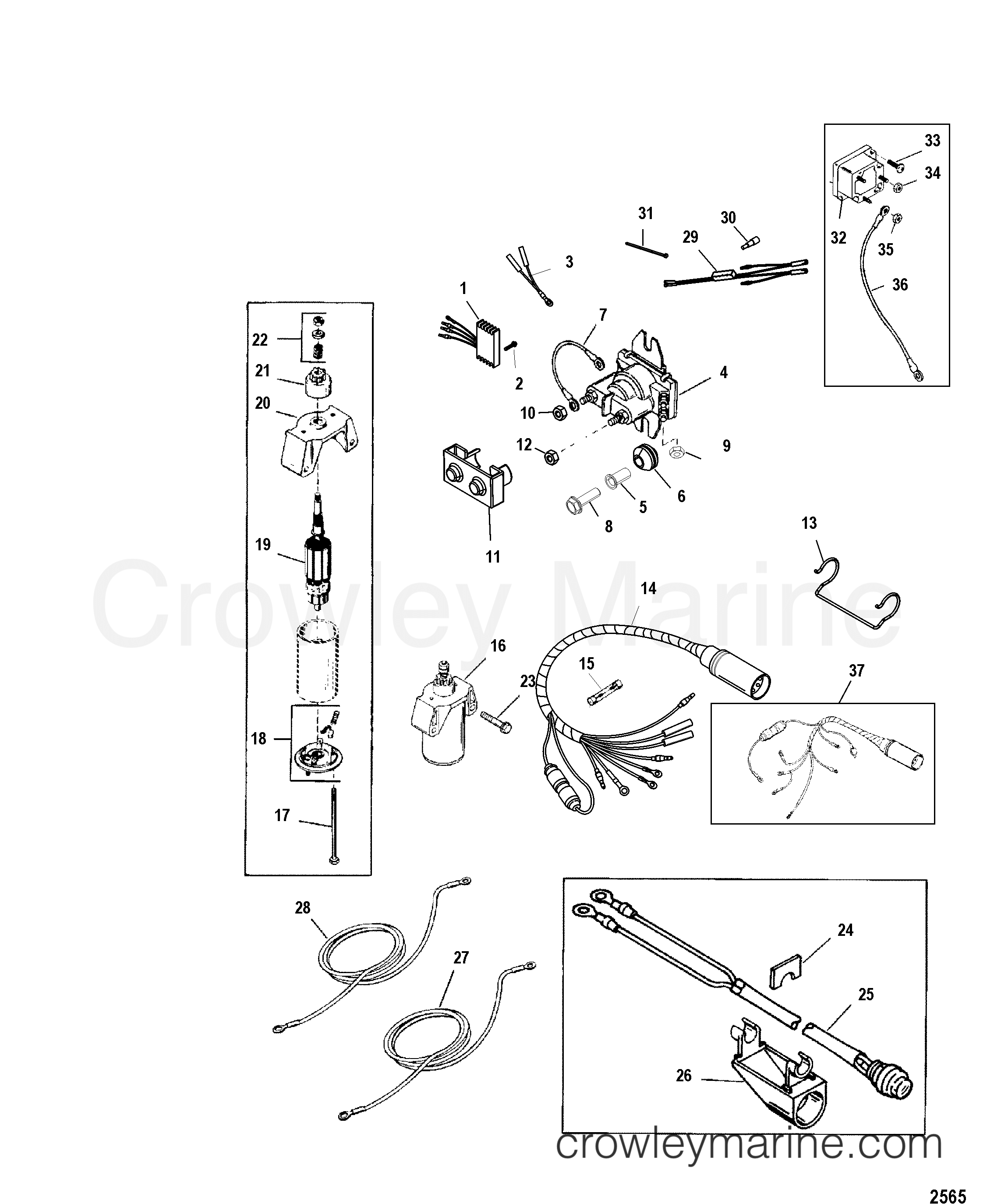 2002 Outboard 25 [E] - 7025302LB - ELECTRIC START COMPONENTS