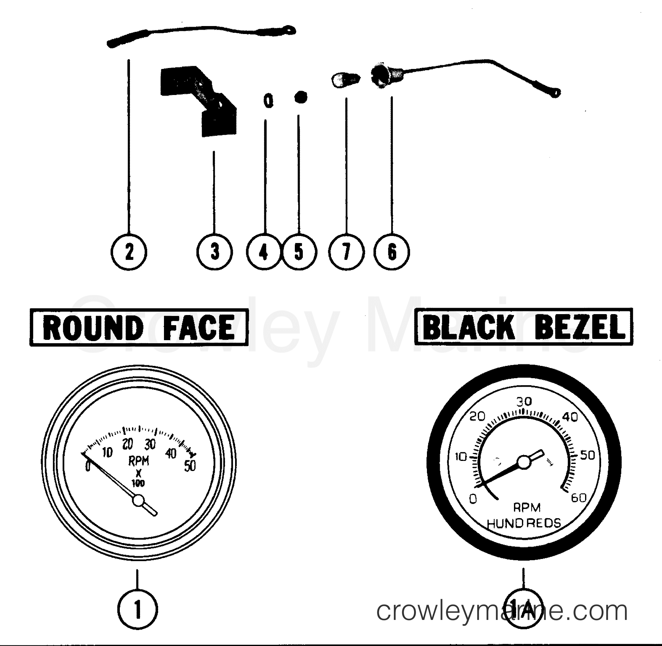 Various Years Rigging Instruments-Gauges and Components - MC INSTRUMENTS (1985 AND BELOW) - TACHOMETER ASSEMBLY