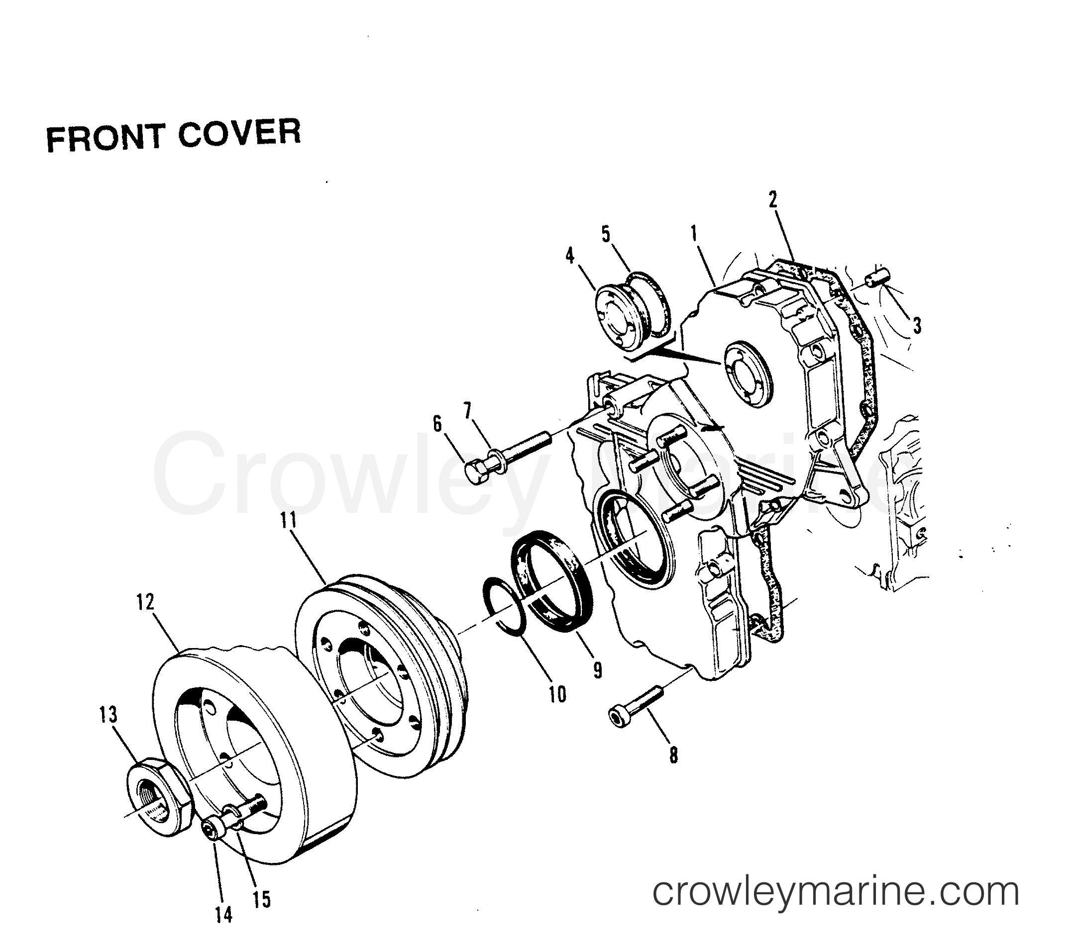 1990 Inboard Engine 642D - 34232B9CD - FRONT COVER