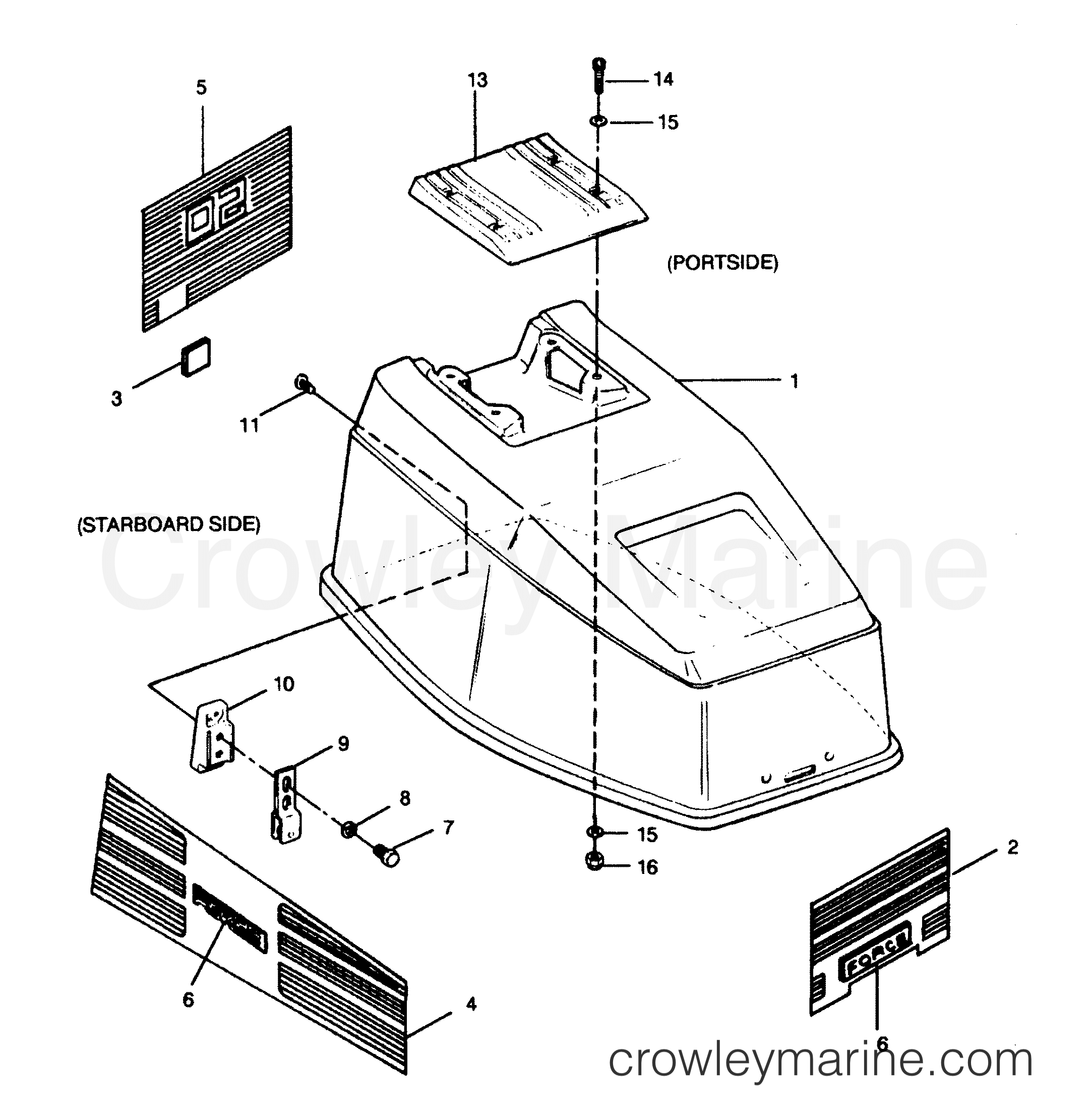 1991 Outboard 50 - 507A91Z [Force] - ENGINE COVER BAYLINER MODELS