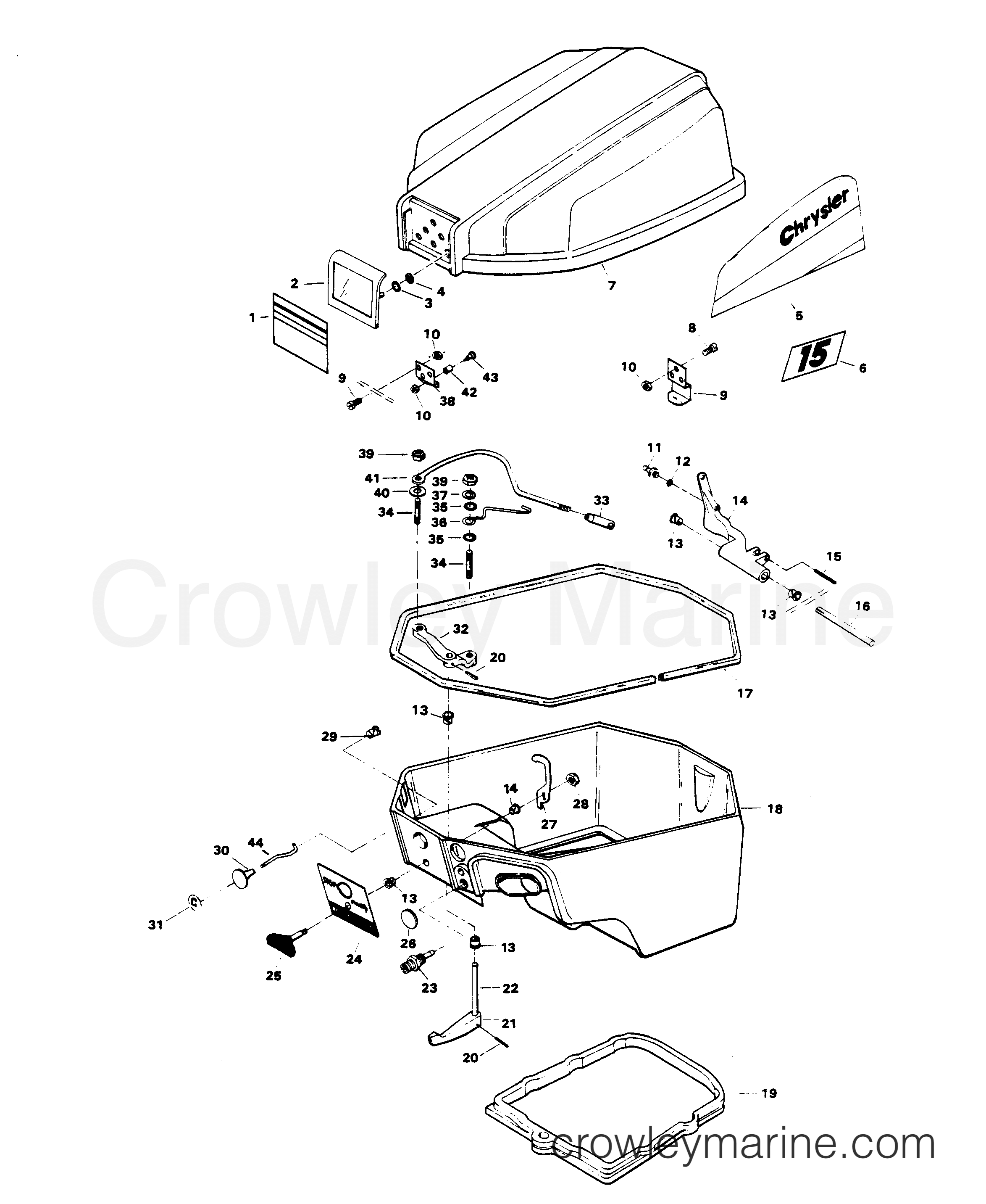 1982 Outboard 15 - H0152B82H - ENGINE COVER AND SUPPORT PLATE