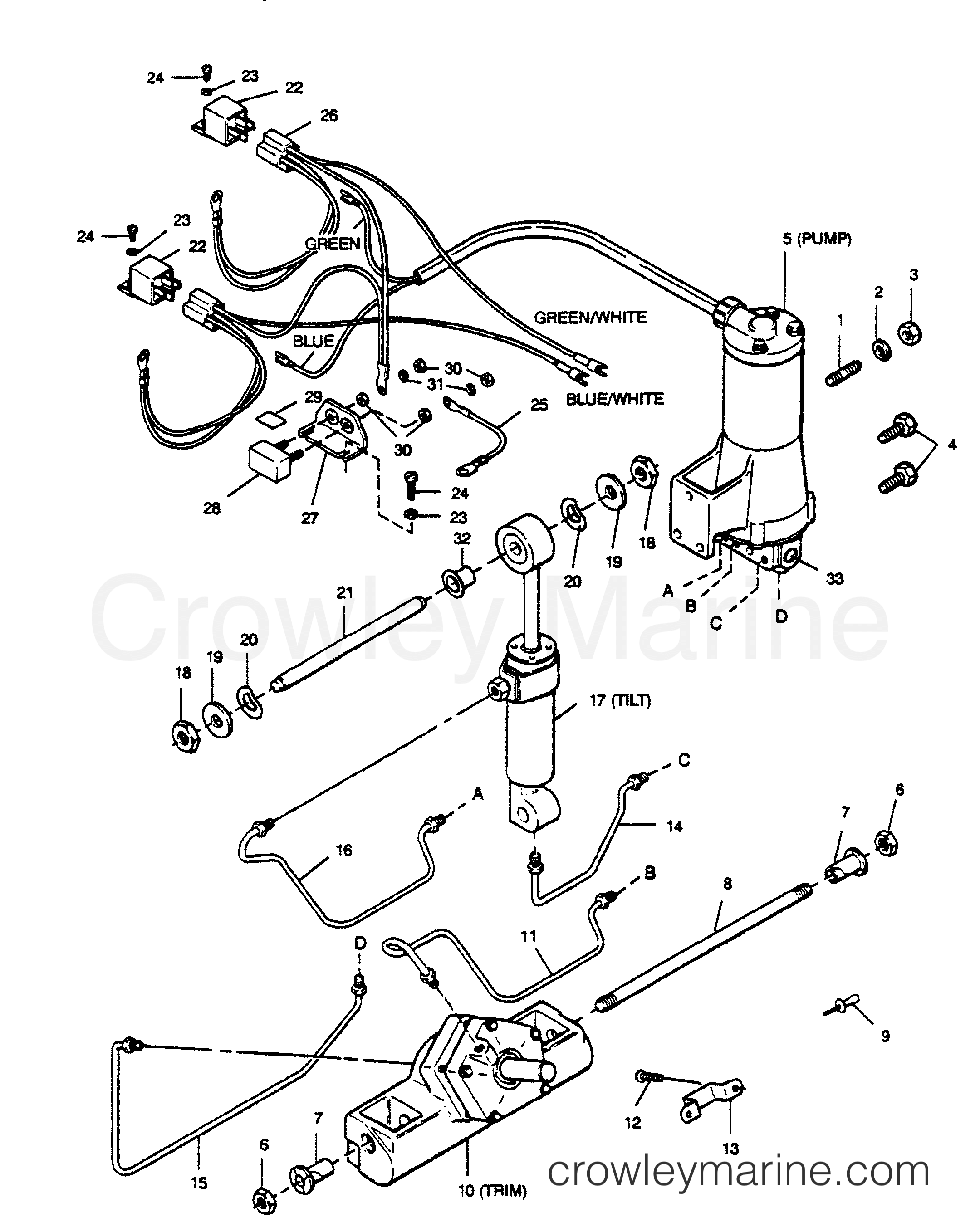 1989 Outboard 125 - 1258D9D [Force] - POWER TRIM UNIT