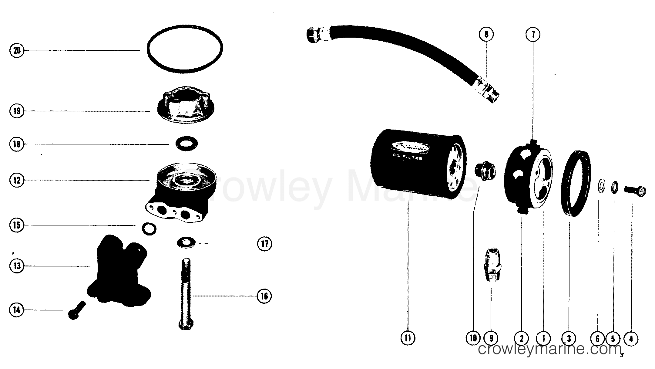 Various Years Rigging Exhaust / Cooling Systems and Extension Kits - MC MISCELLANEOUS (1985 AND BELOW) - REMOTE OIL FILTER KIT (MARINE 250)