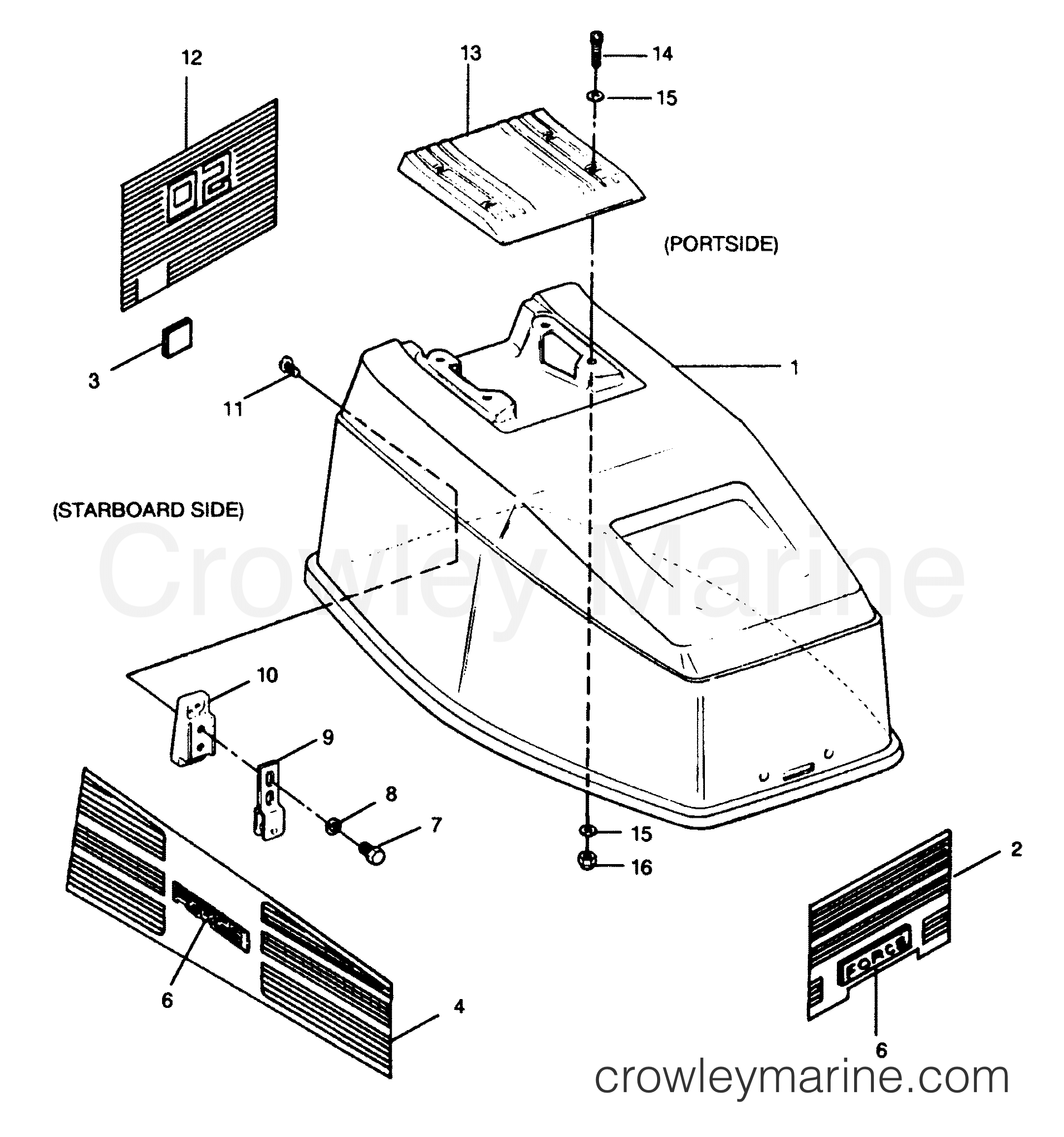 1992 Outboard 50 - 507A92A [Force] - ENGINE COVER MAXUM MODELS