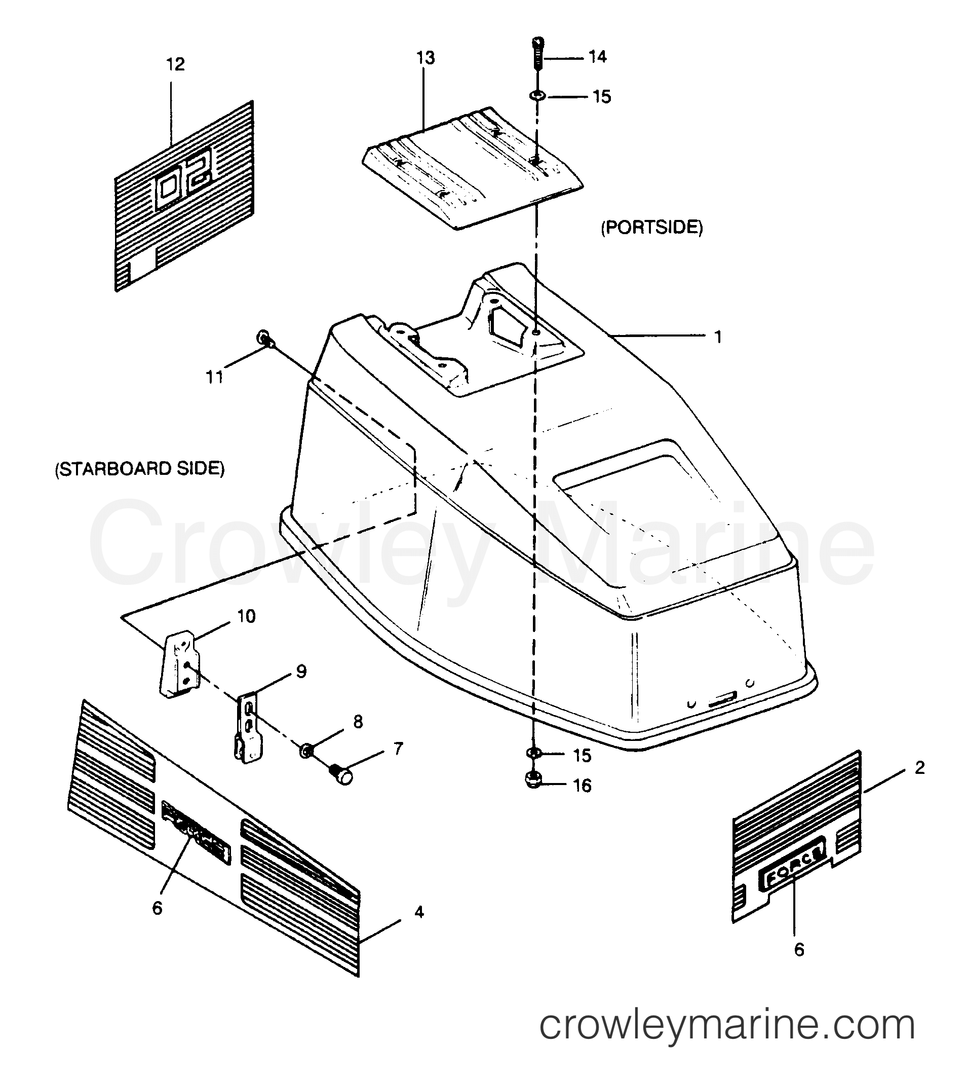 1990 Outboard 50 - 507A90A [Force] - ENGINE COVER SPECTRUM & BAYLINER MODELS