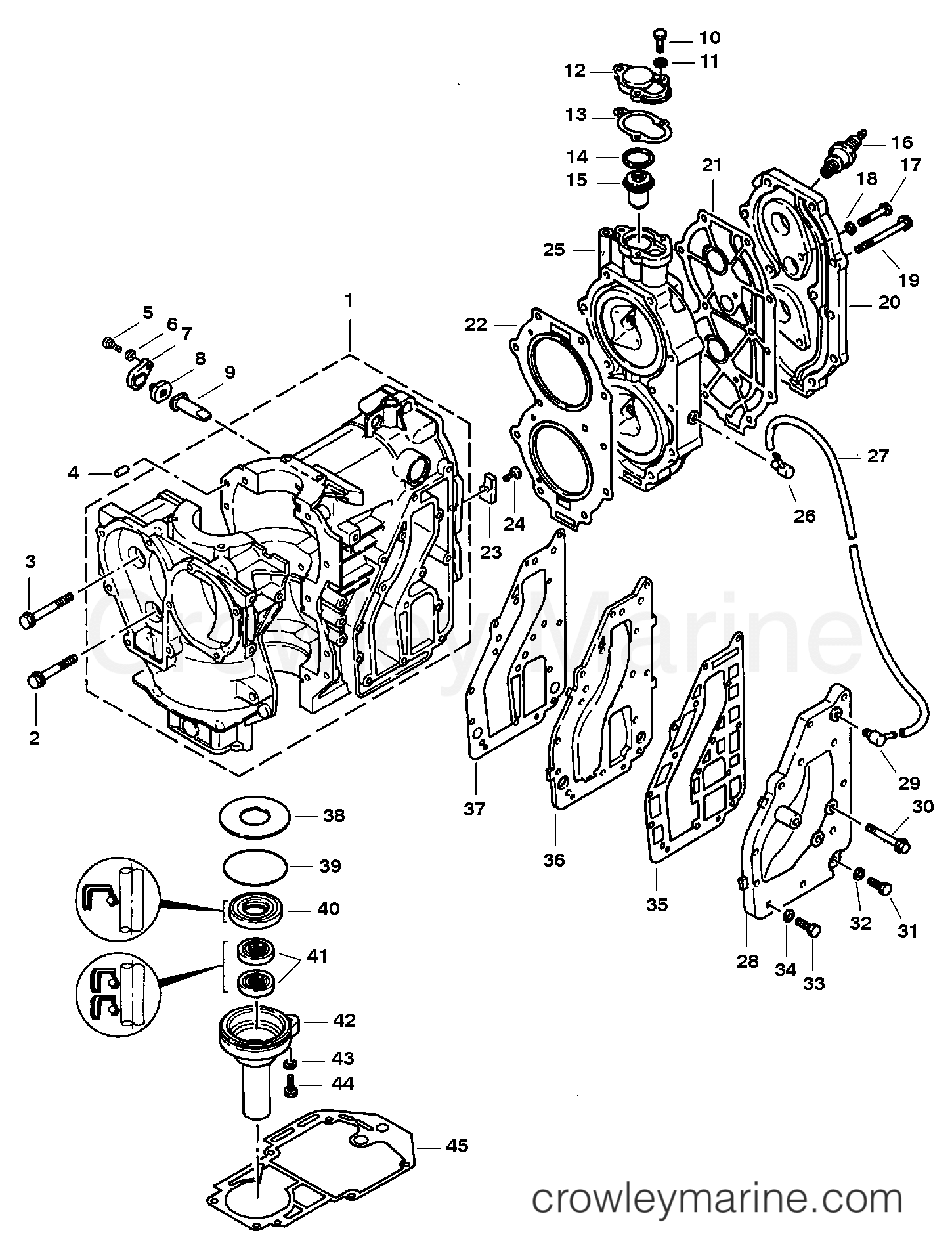 1997 Outboard 25 [ML] - 7025218FW - CYLINDER BLOCK
