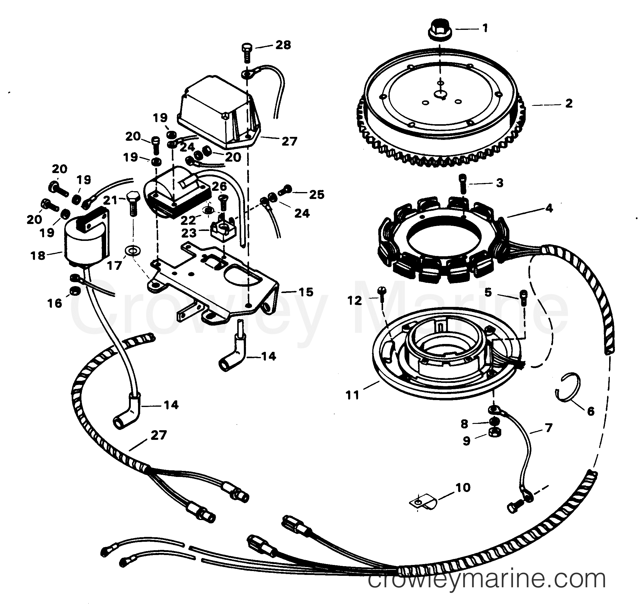 1984 Outboard 25 - 256C4E - 257H3D 257B3D ALTERNATOR