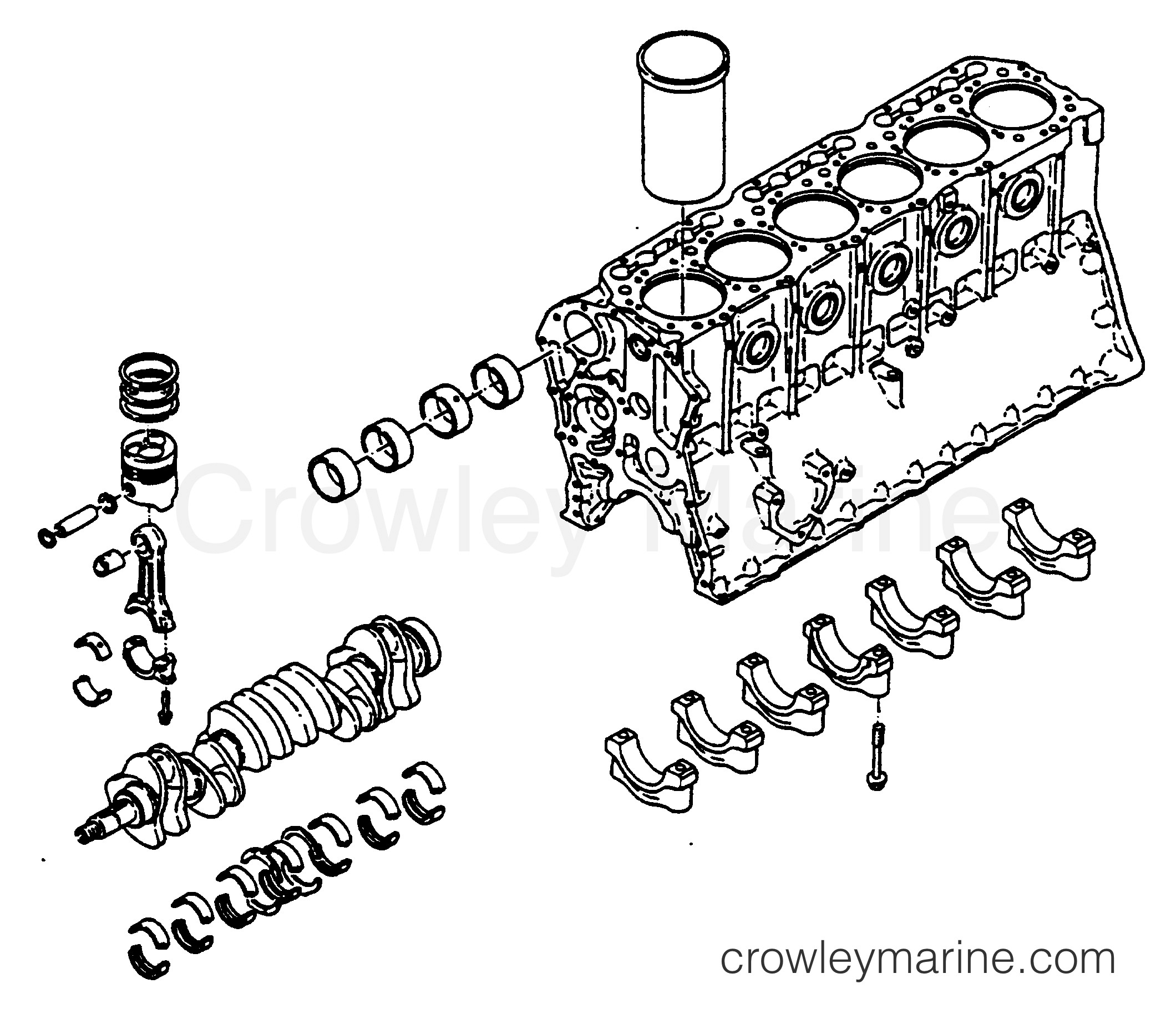 1990 Inboard Engine 5.8LD - 35822C9CS - SHORT BLOCK