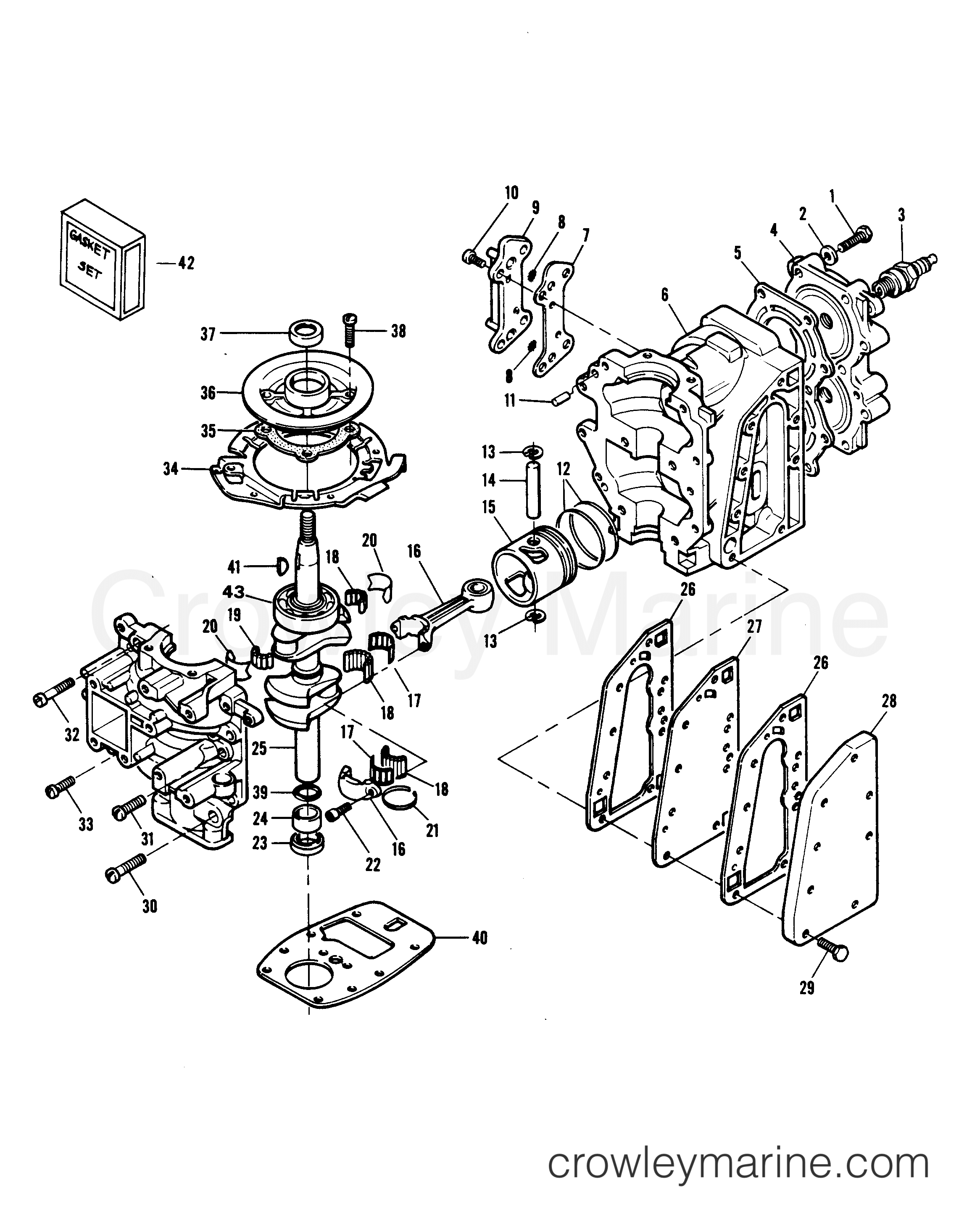1981 Outboard 7.5 - H0072B81D - POWER HEAD