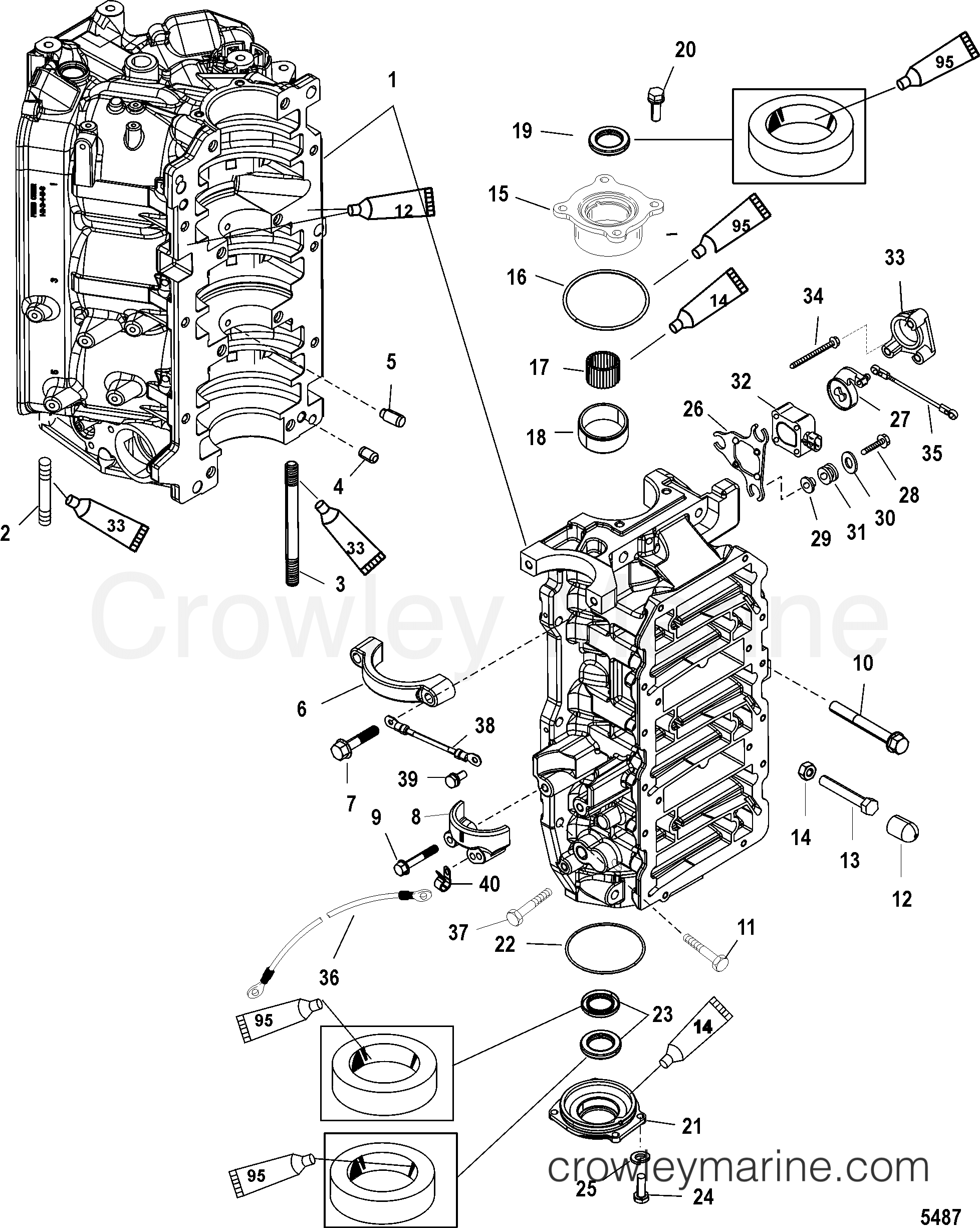 CYLINDER BLOCK AND END CAPS - 2006 Outboard 150DFI [L PRO XS] 1150P73EY ...
