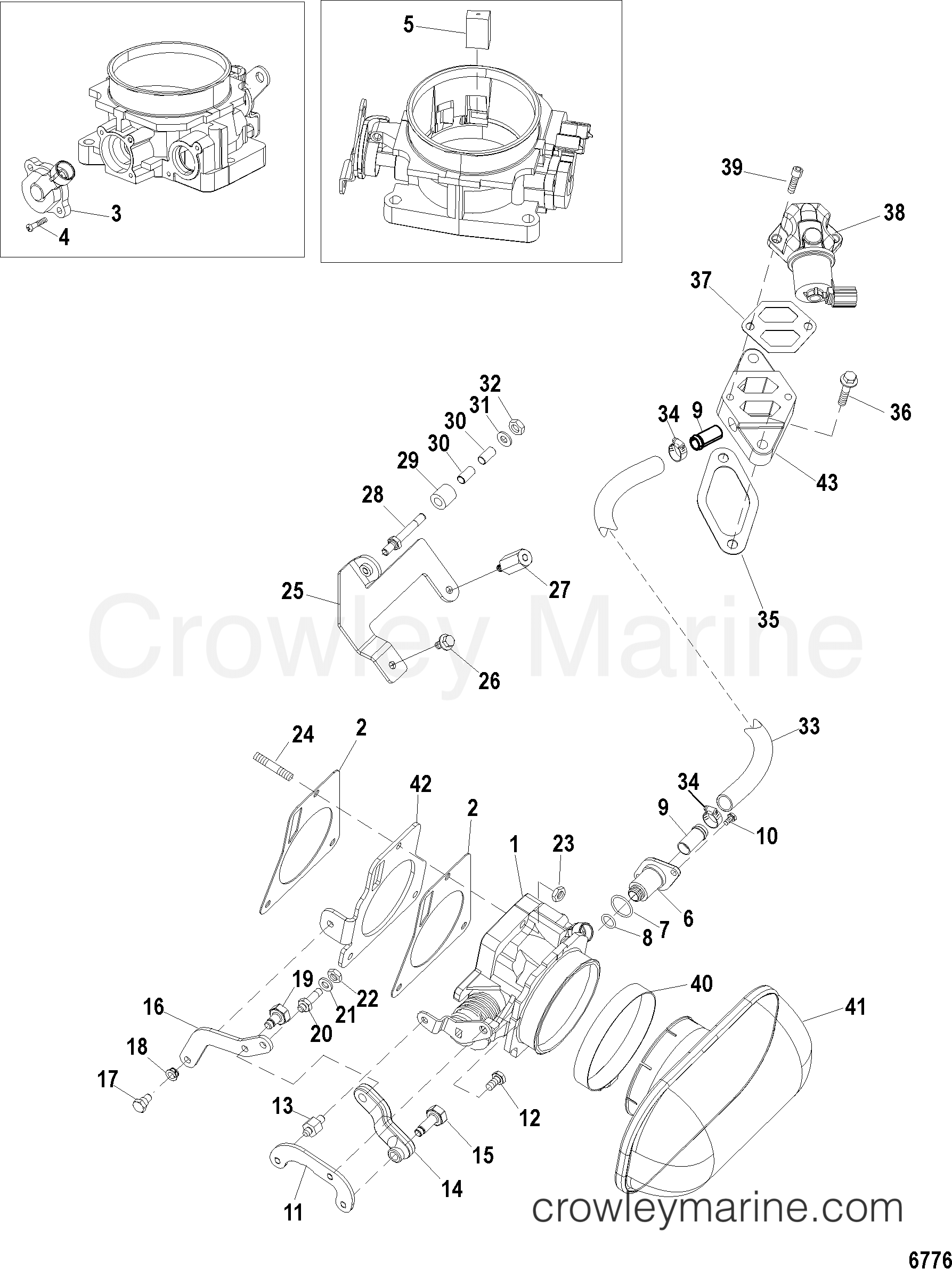 THROTTLE BODY, MECHANICAL THROTTLE, SHIFT 1998 Inboard Engine 8.1L HO