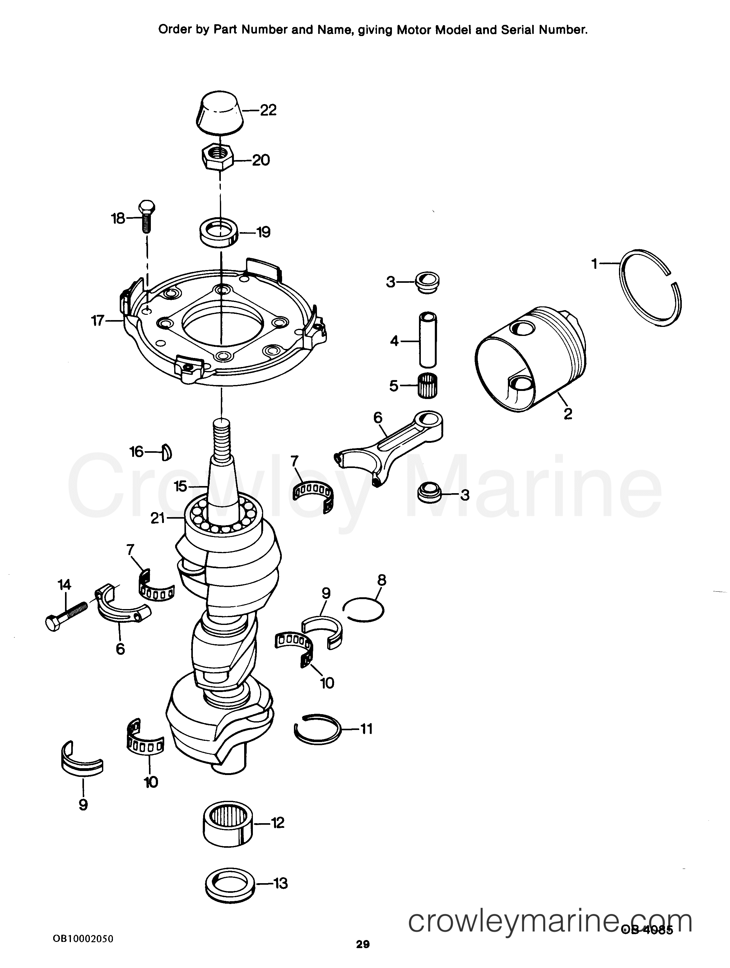 1986 Outboard 85 - H0856F86B - CRANKSHAFT AND PISTON