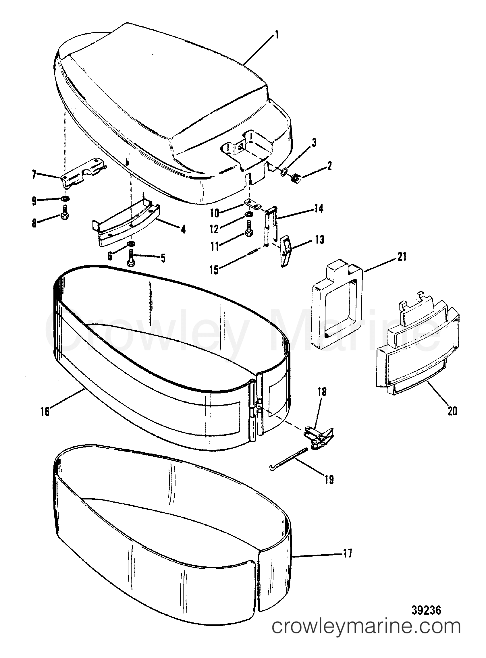 TOP COWL AND COWLING - 1982 Outboard 40 [E] 1040502 | Crowley Marine