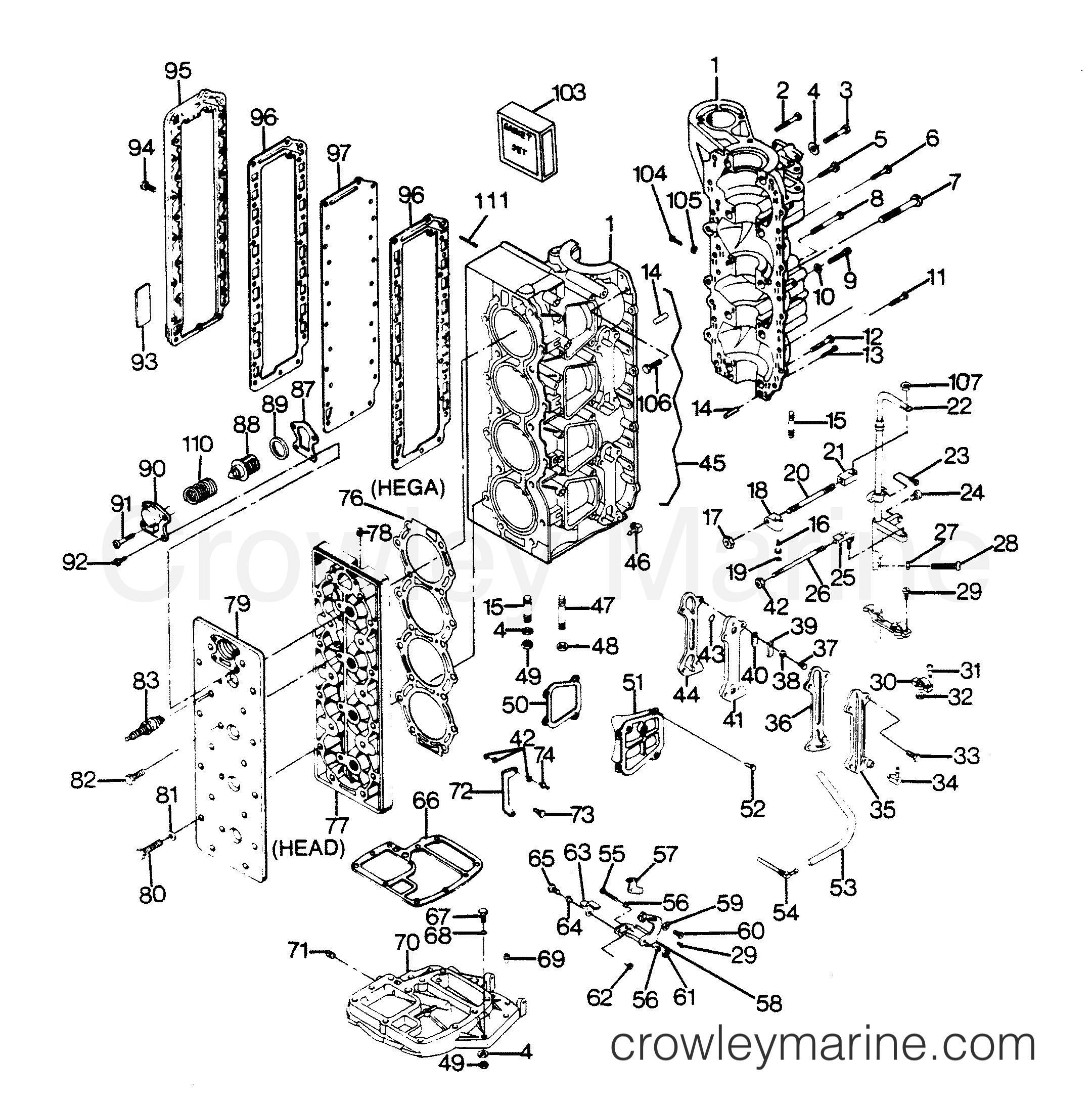 1988 Outboard 125 - 1258D8C [Force] - POWER HEAD