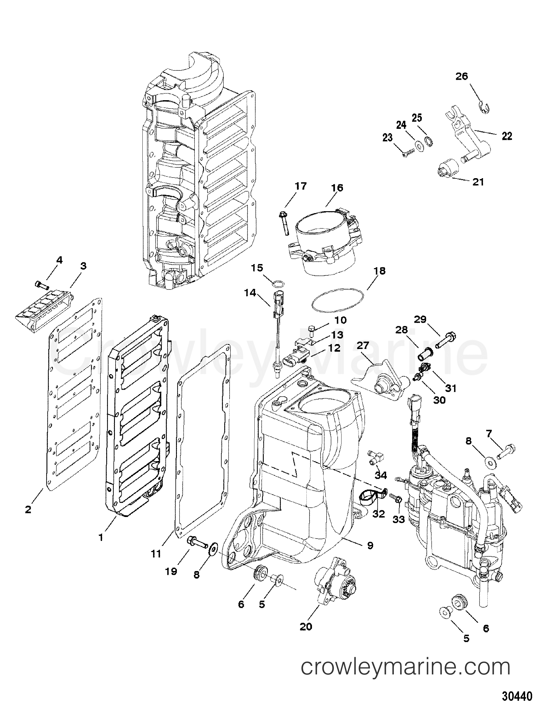 2002 Outboard 225DFI [CXL DIG] - 1225D842E - AIR HANDLER COMPONENTS