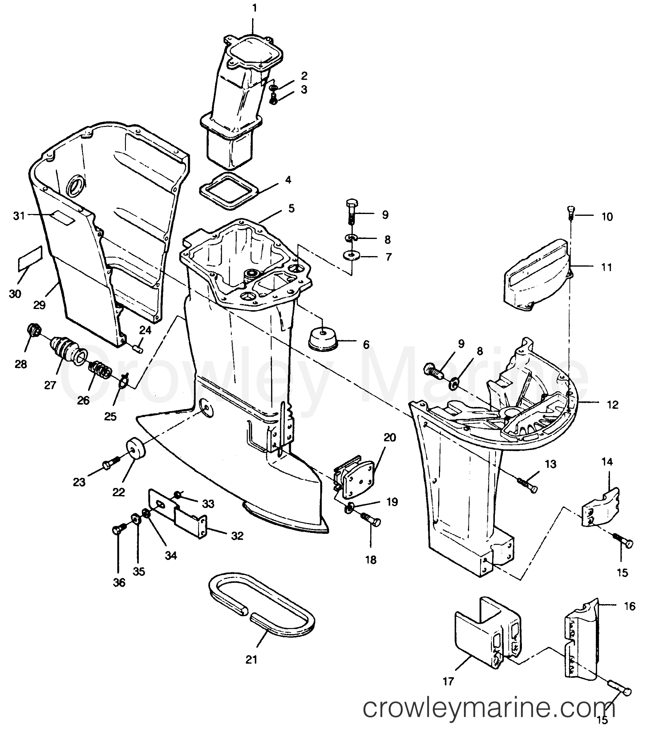 1991 Outboard 90 - 903E91D [Force] - MOTOR LEG