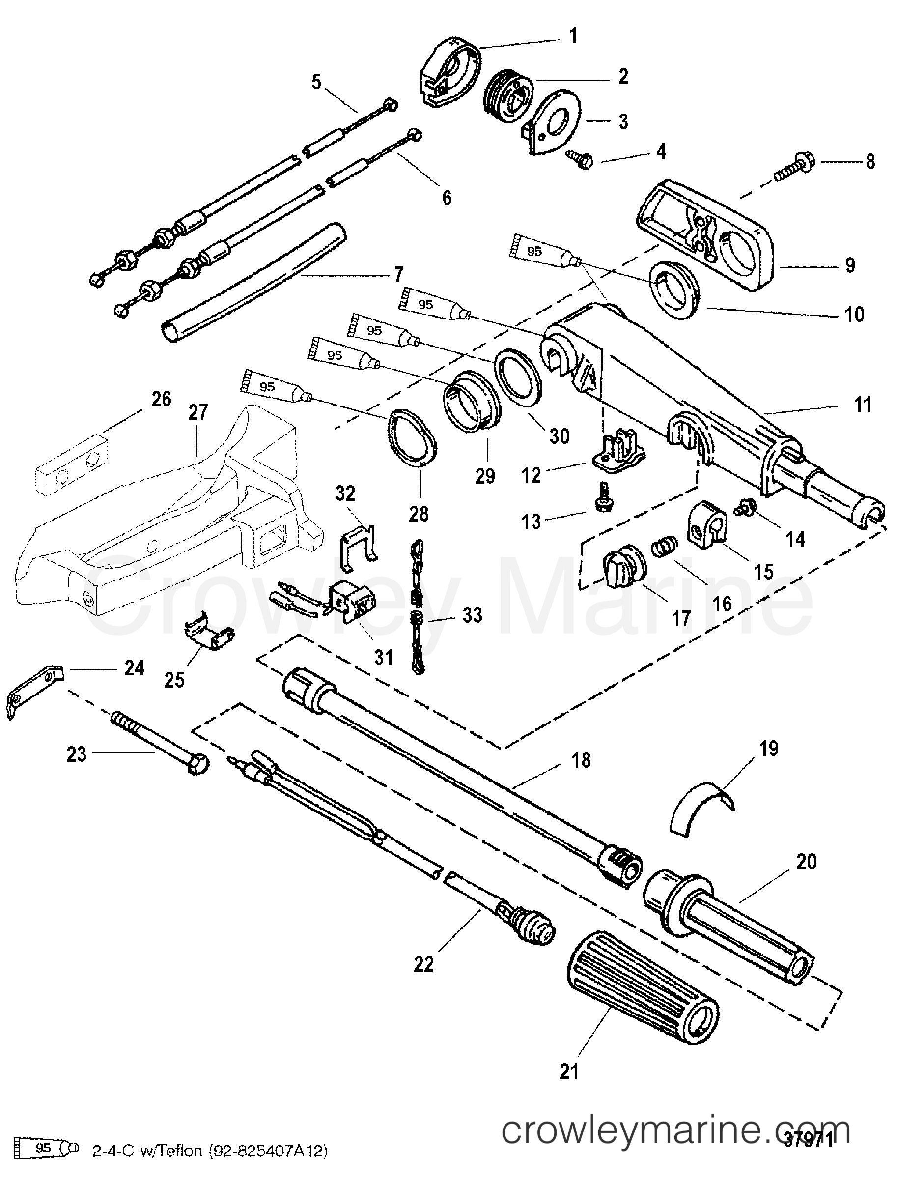 1997 Outboard 40 [ELO] - 7043312FD - TILLER HANDLE