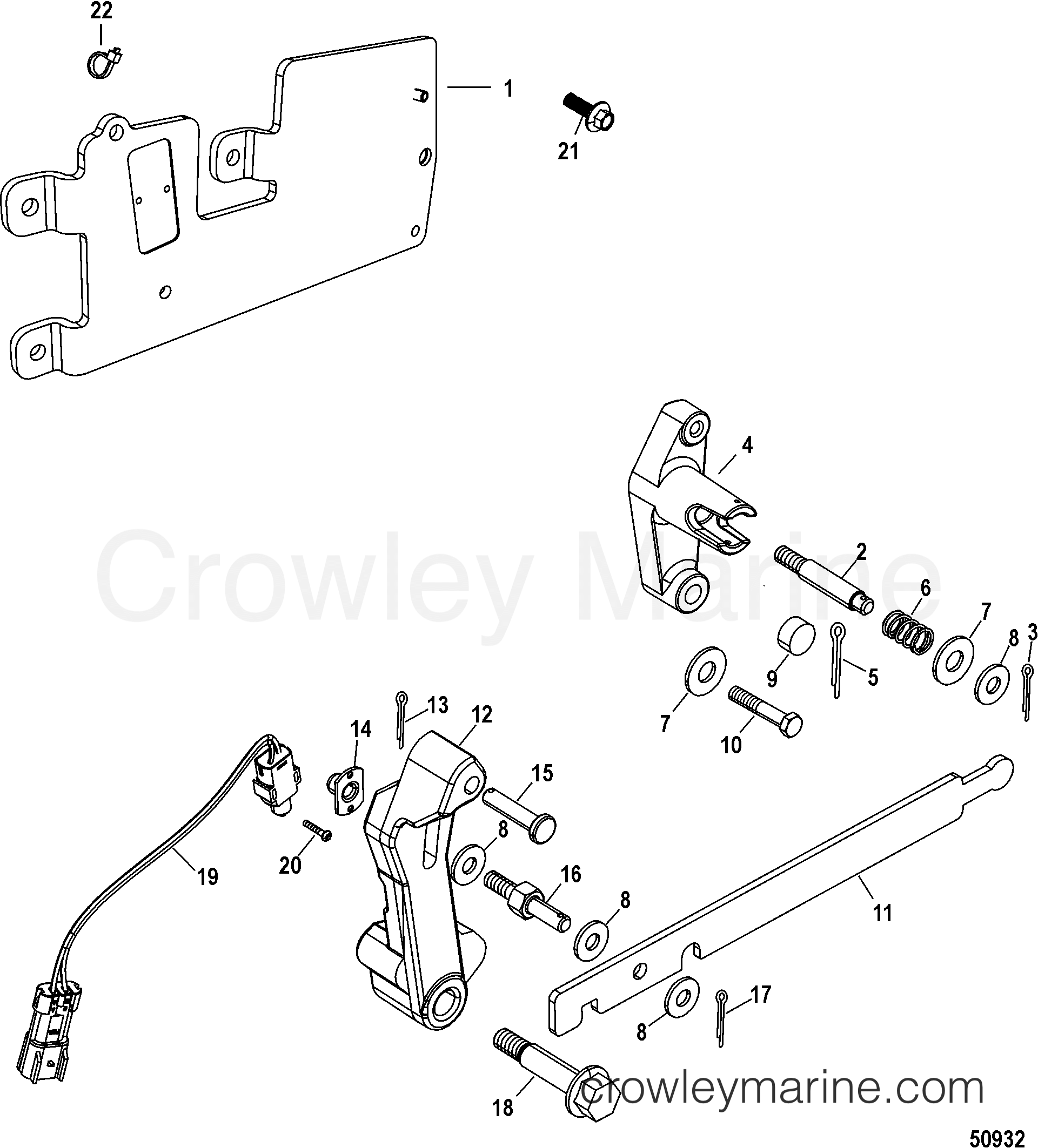 Serial Range Stern Drive 8.2L Mag EC (H.O. Model) - 2A051742 & Up - SHIFT BRACKET, MECHANICAL