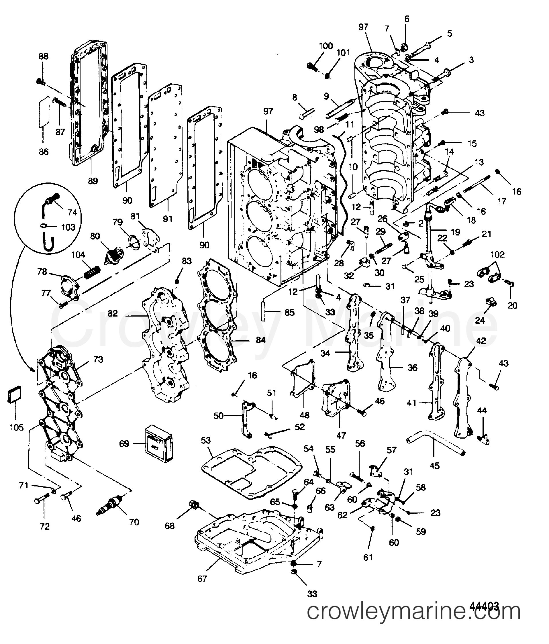 1990 Outboard 90 - H0906A90A [A] - POWERHEAD