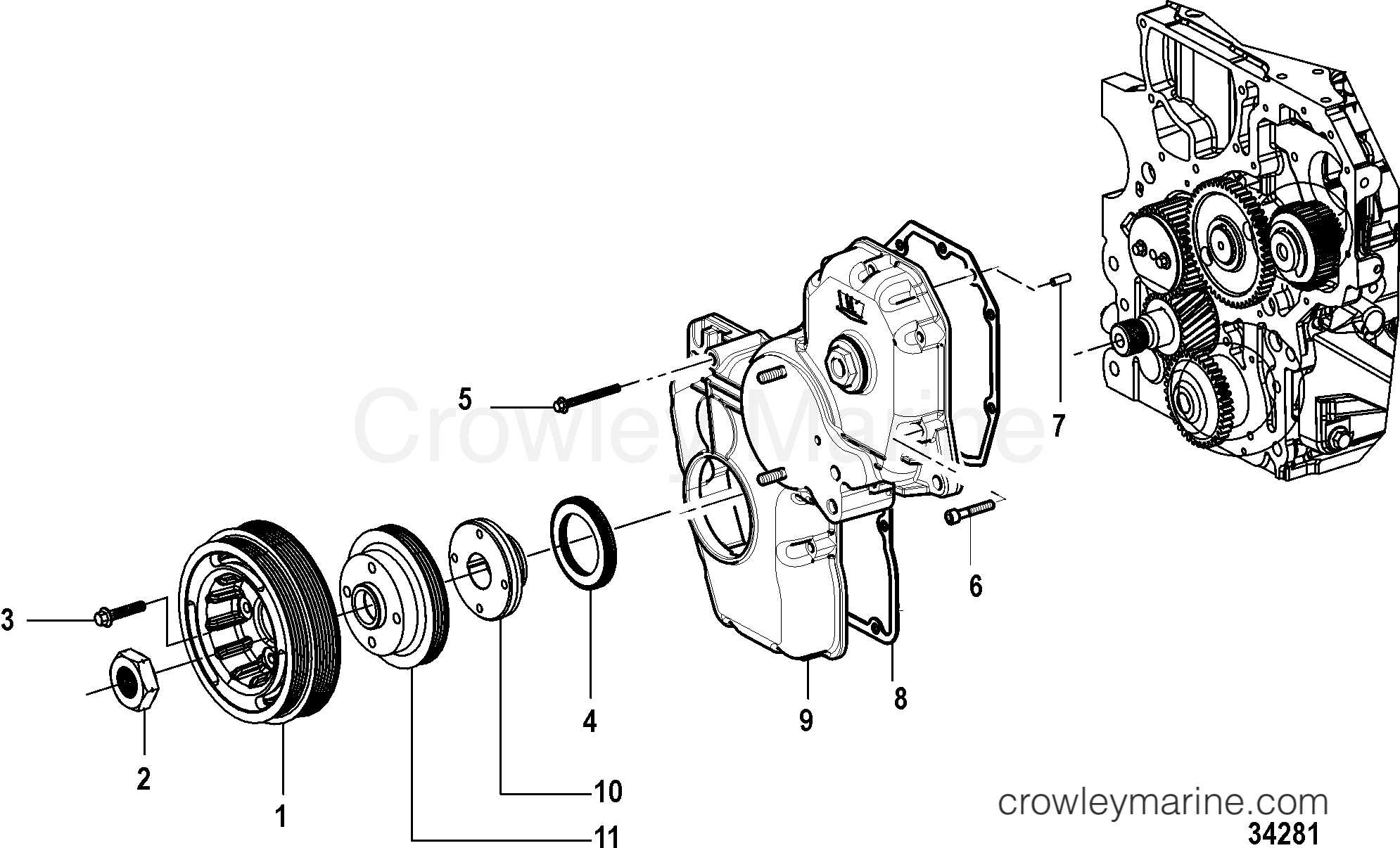 2012 Inboard Engine 2.8L QSD [EI 220] - 30280132D - FRONT COVER