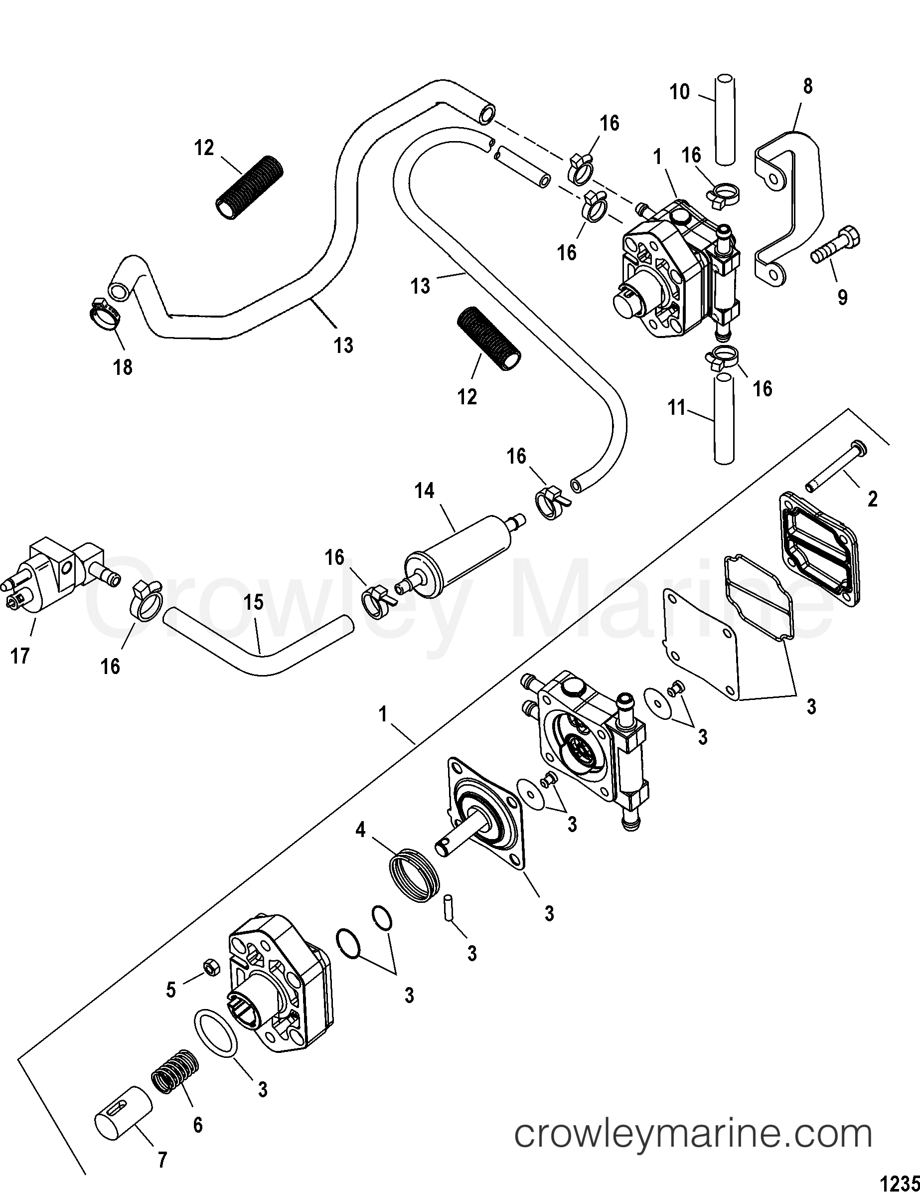 FUEL PUMP 2006 Outboard 25 [ELPT 4] 1F25412FD Crowley Marine