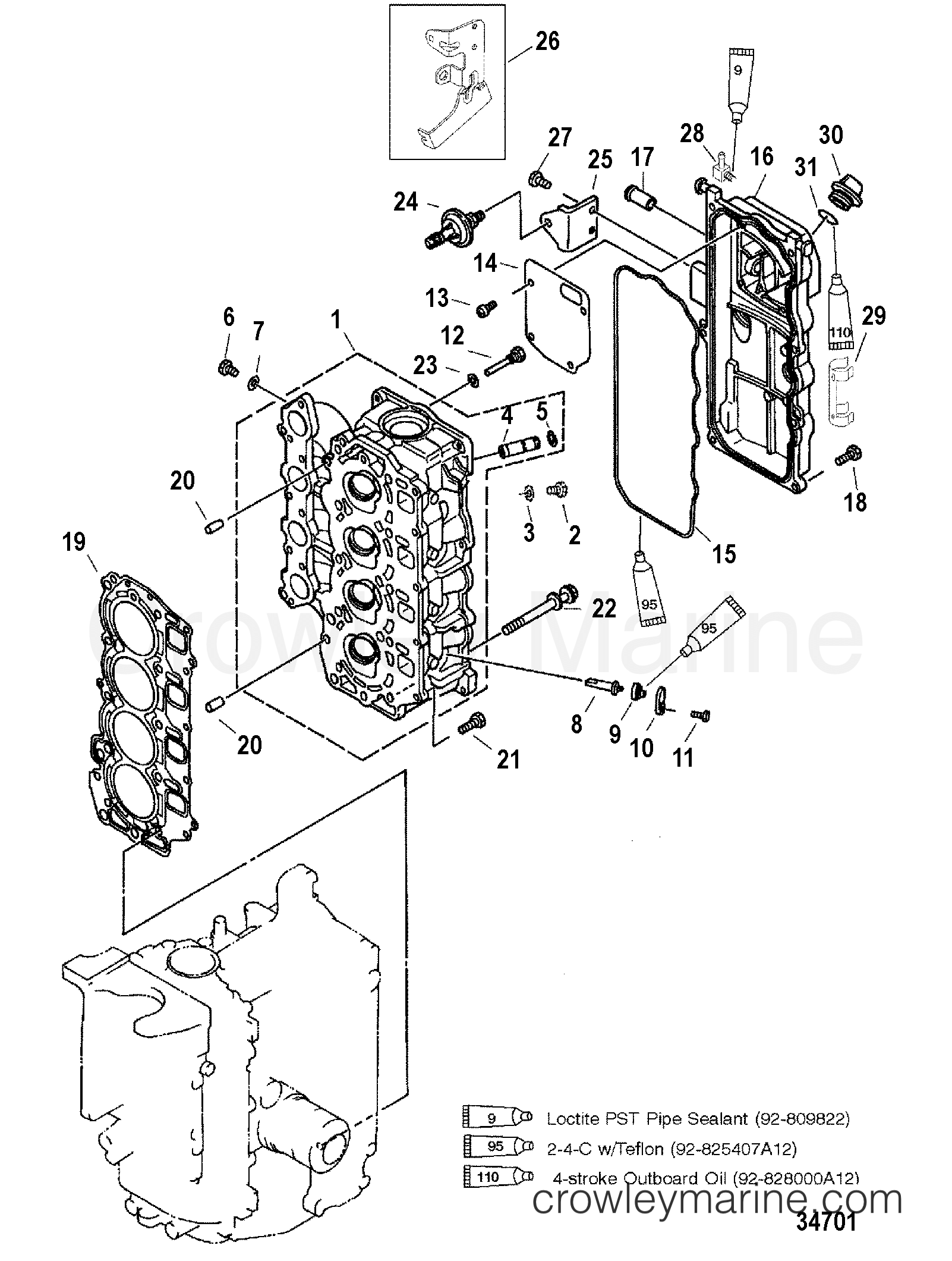 1996 Outboard 50 [ELPT 4] - 7F50412ED - CYLINDER HEAD