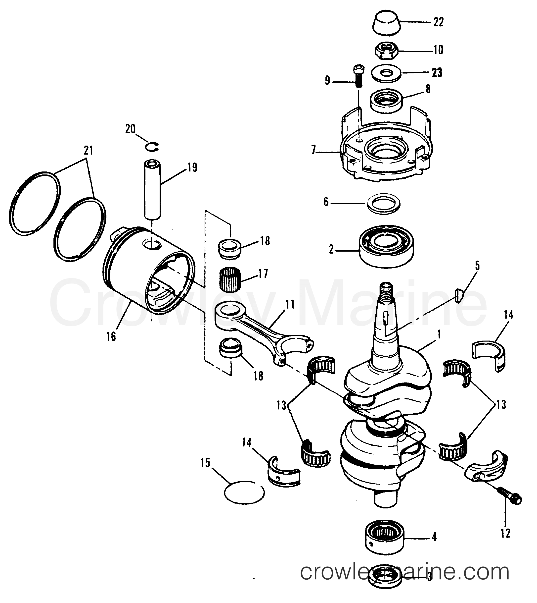 Serial Range Outboard 40 [1992-1994] - 1992-C [Force] - CRANKSHAFT AND PISTON