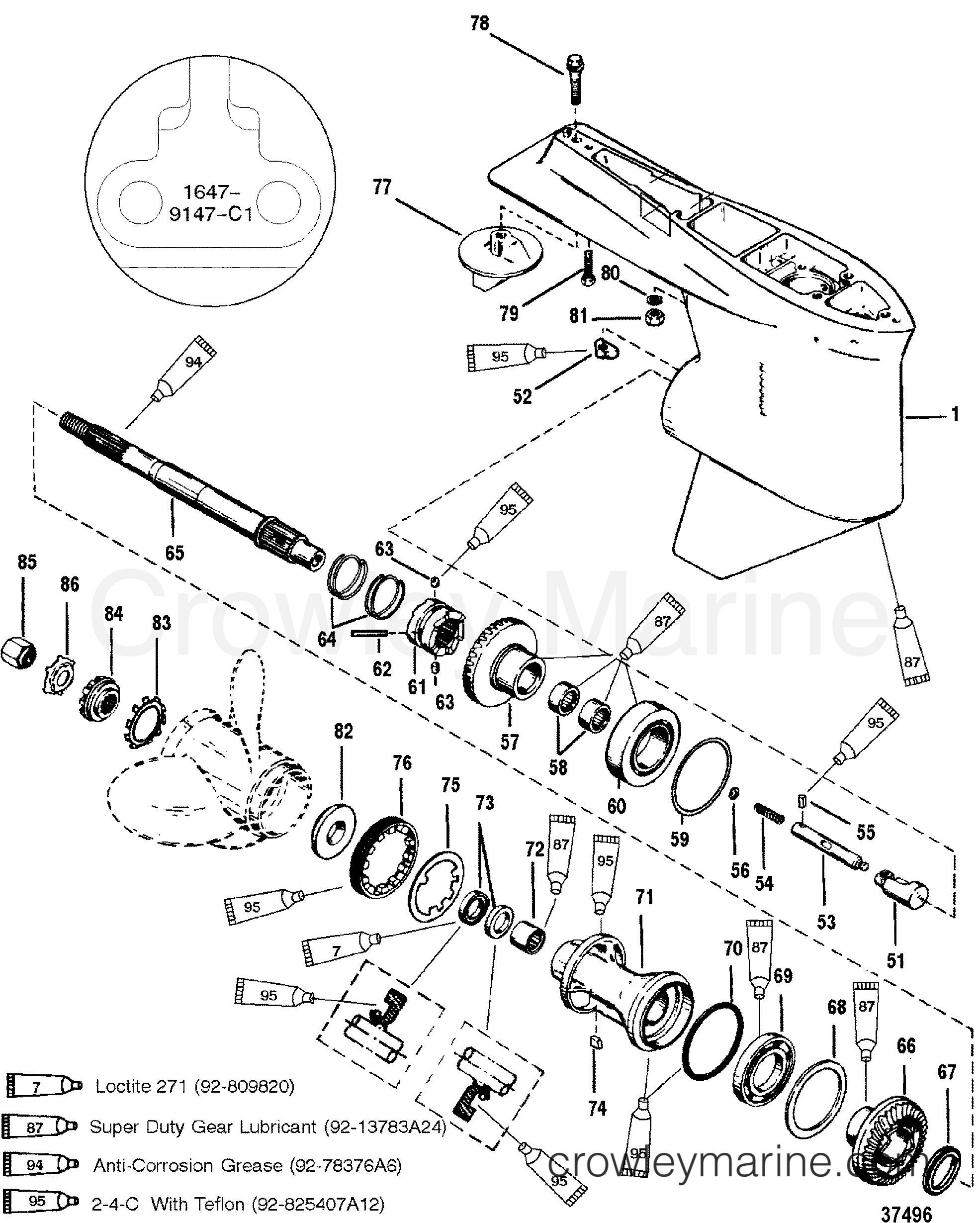 GEAR HSG(PROP SHAFT)(STD ROTATION) (S/N0G437999, BELOW) 1996