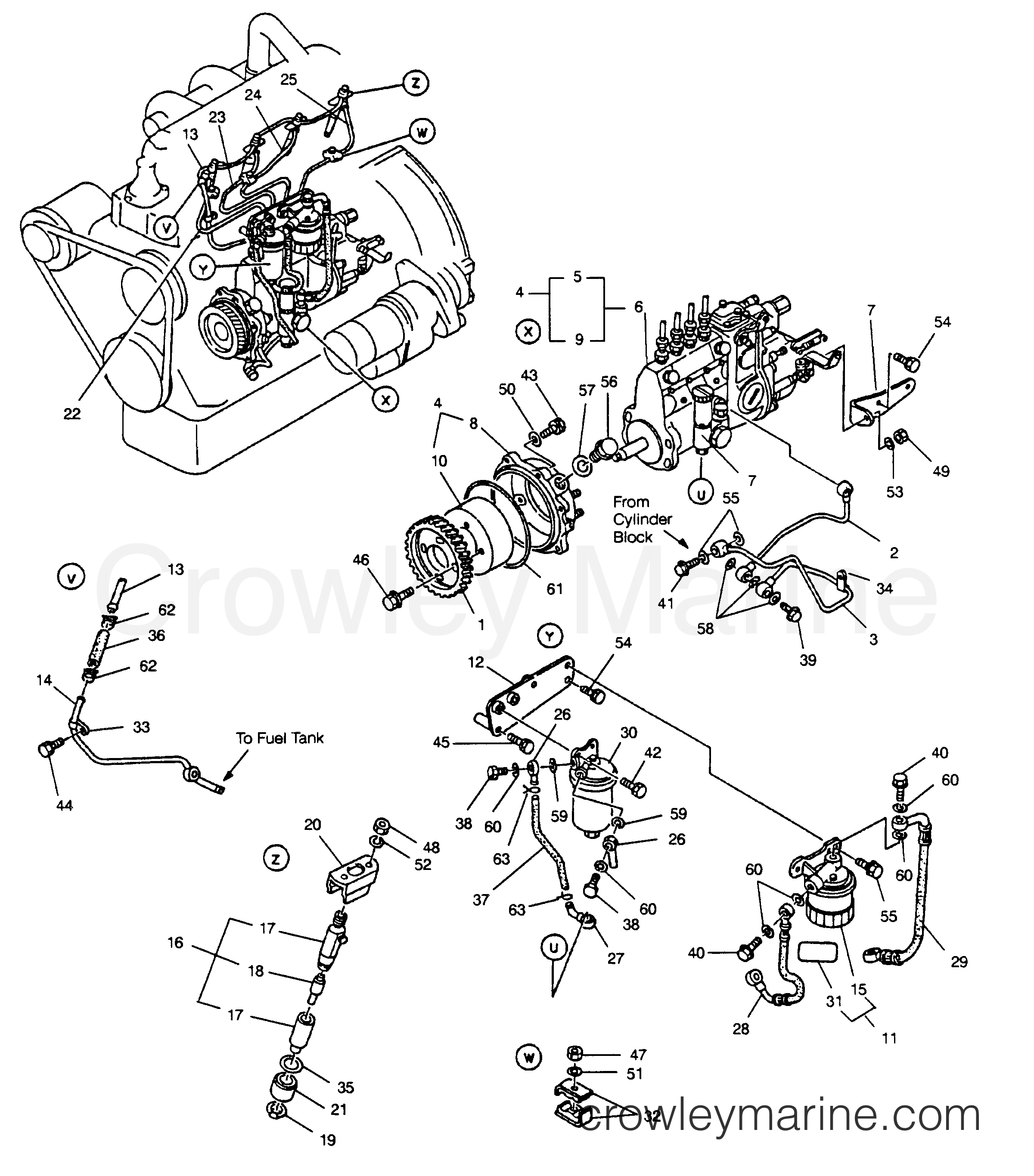 FUEL SYSTEM All Years Inboard Engine HINO DIESEL WO4CTA (150 H.P.) 4