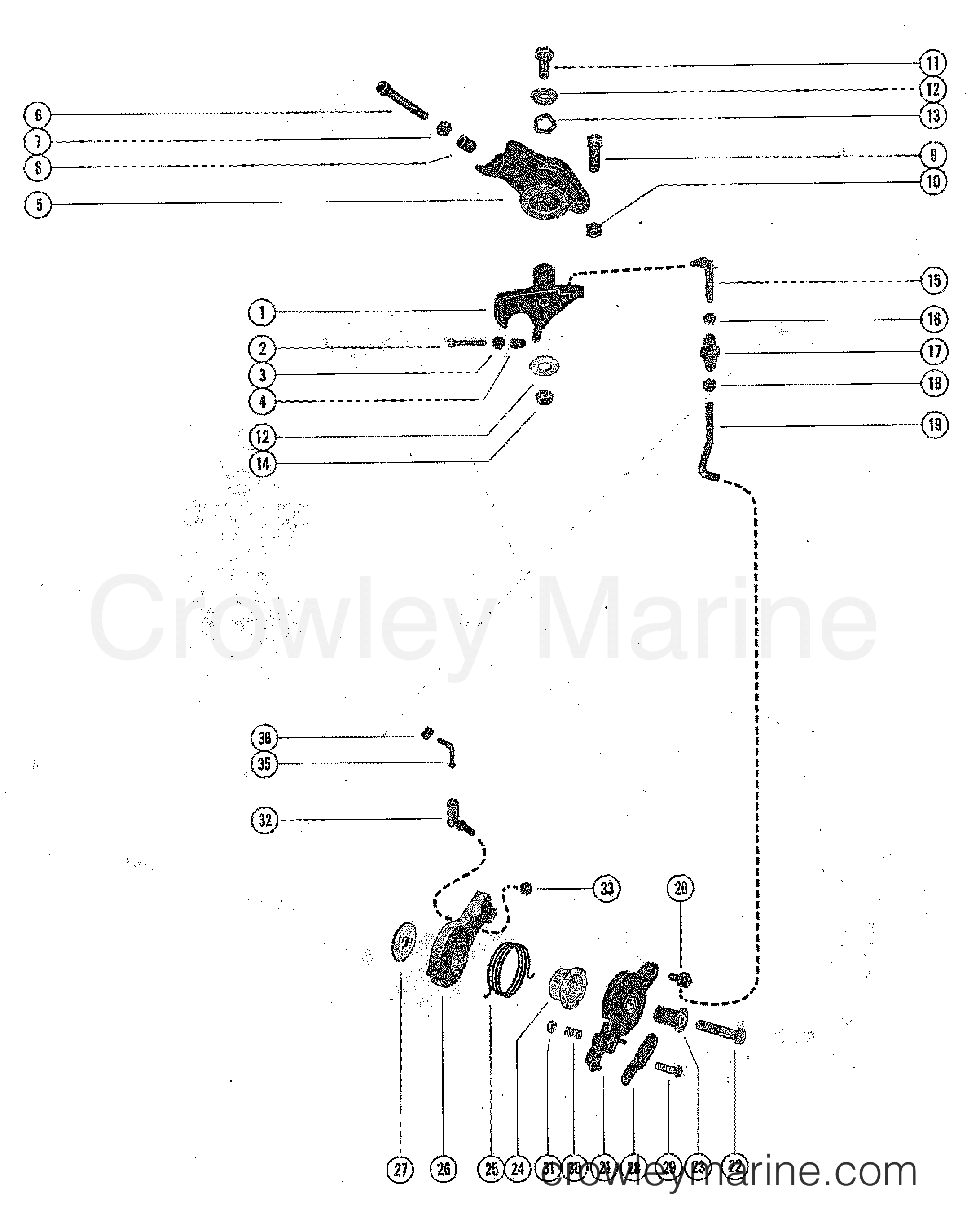 THROTTLE CONTROL LINKAGE AND SPARK ADVANCE 1975 Outboard 40 1402205 Crowley Marine