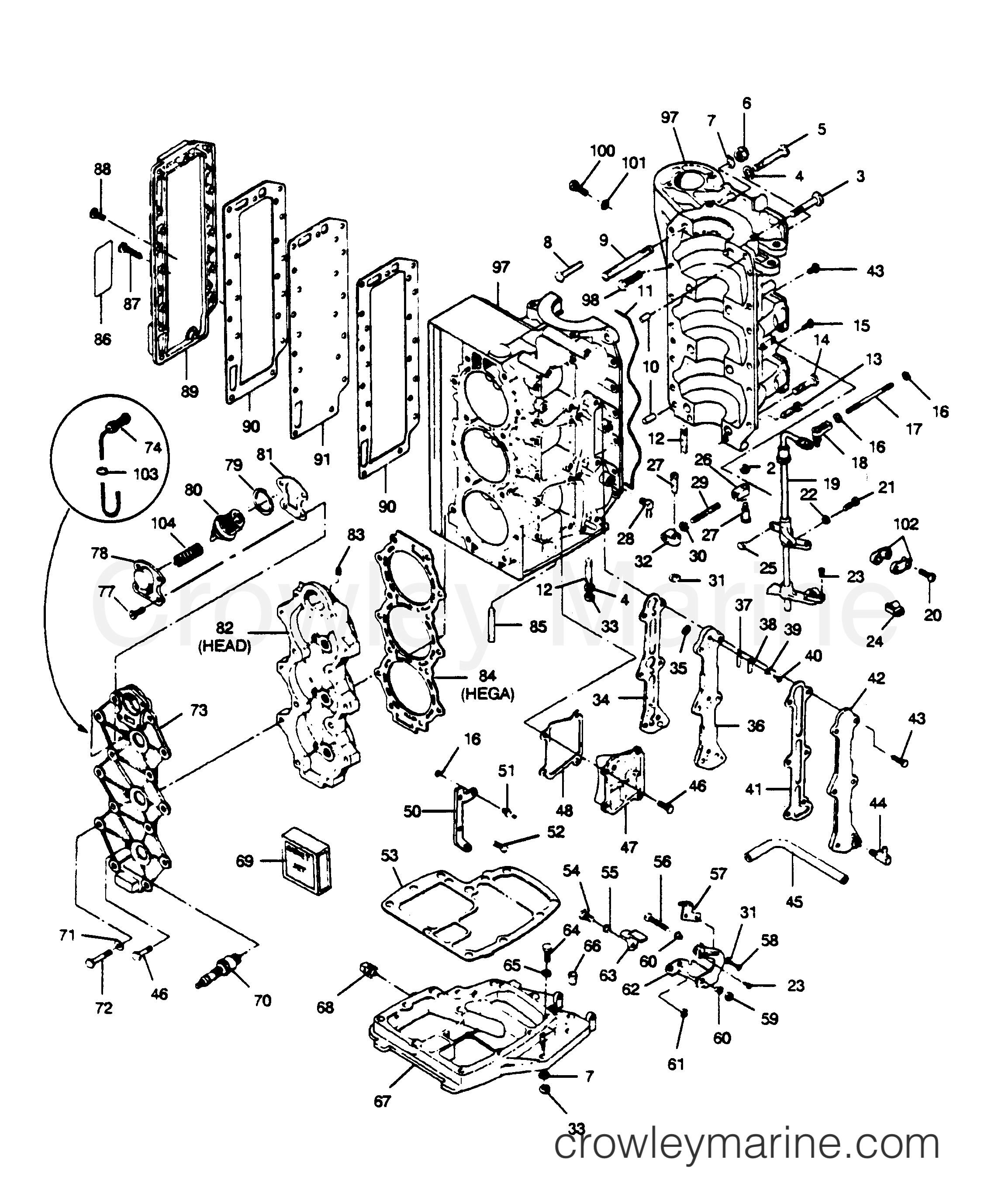 1989 Outboard 85 - 858F9F [Force] - POWER HEAD