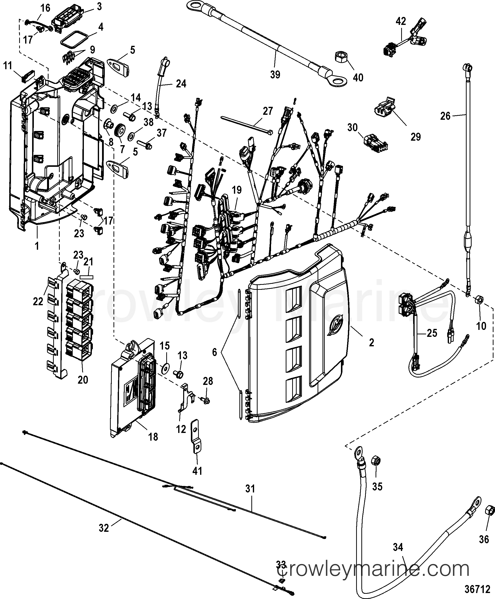 Serial Range Outboard 350SCi Verado - 1B716557 & Up - ELECTRICAL BOX COMPONENTS