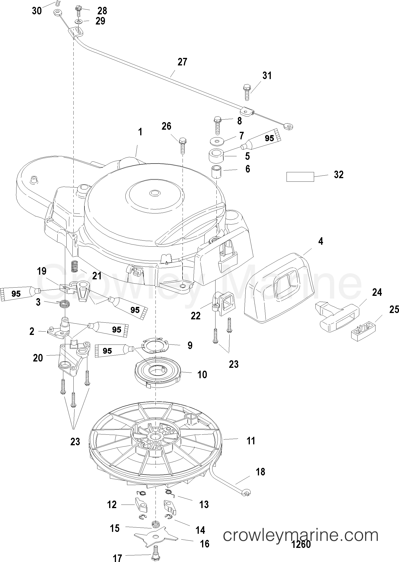 2001 Outboard 30 [ML 4] - 7F30213KB - MANUAL STARTER