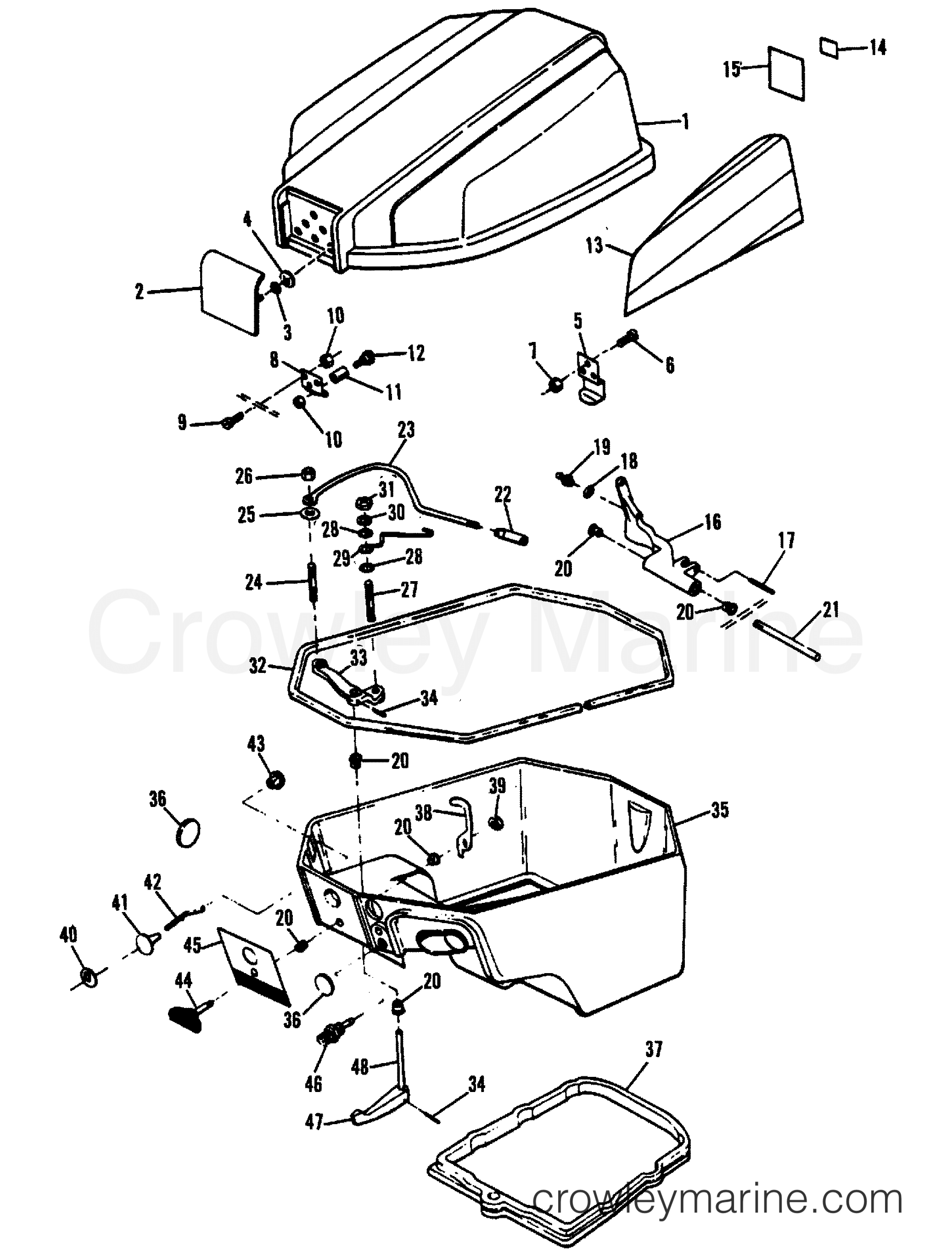 1985 Outboard 9.9 - H0093F85B - TOP COWL (84A THRU 87A MODELS)