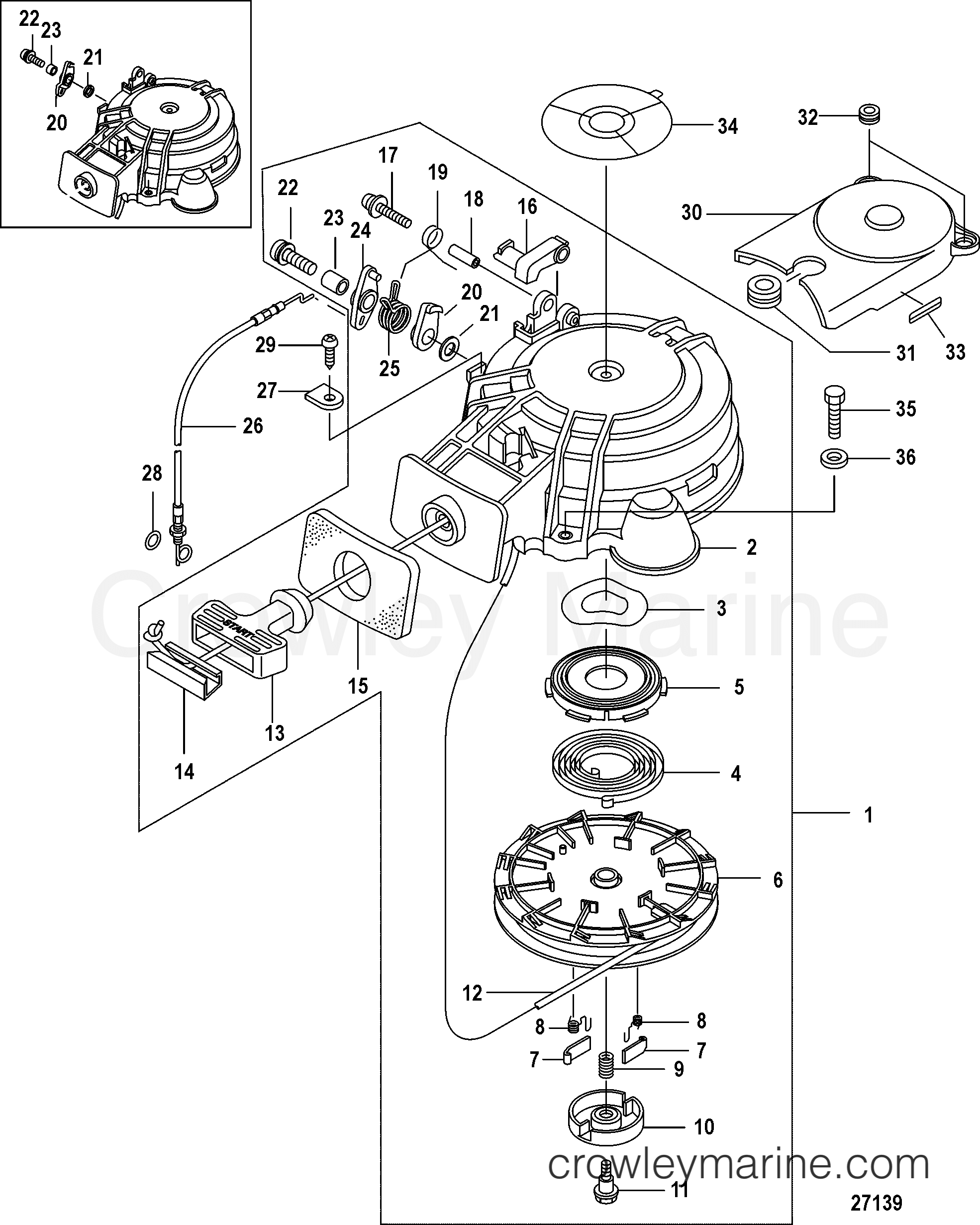 2006 Outboard 9.9 [EH 4] - 7F103016B - RECOIL STARTER